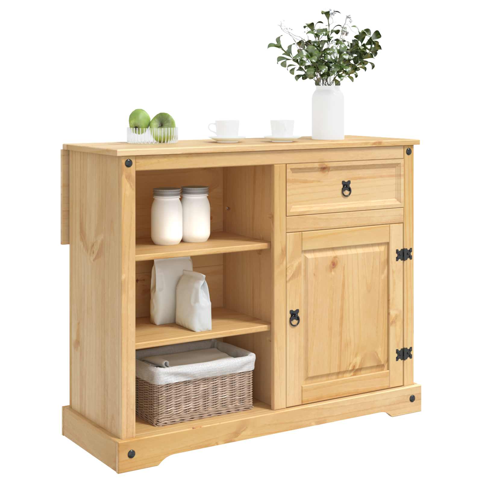 vidaXL Keuken Trolley met lade 2 pcs Honing Wax 112 x 70 x 91,5 cm