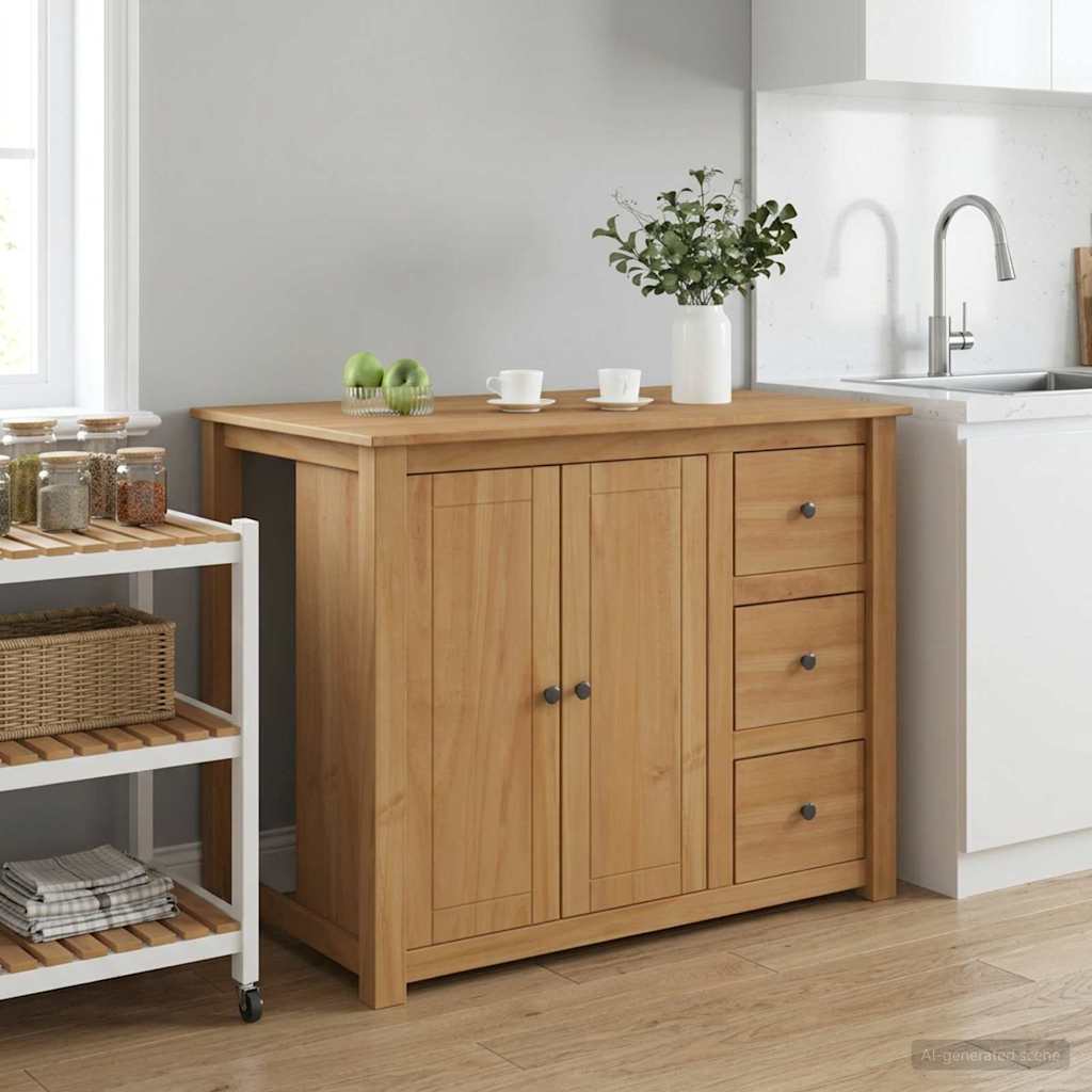 vidaXL Keuken Trolley PANAMA 2 pcs Honing Wax 112 x 77 x 90 cm
