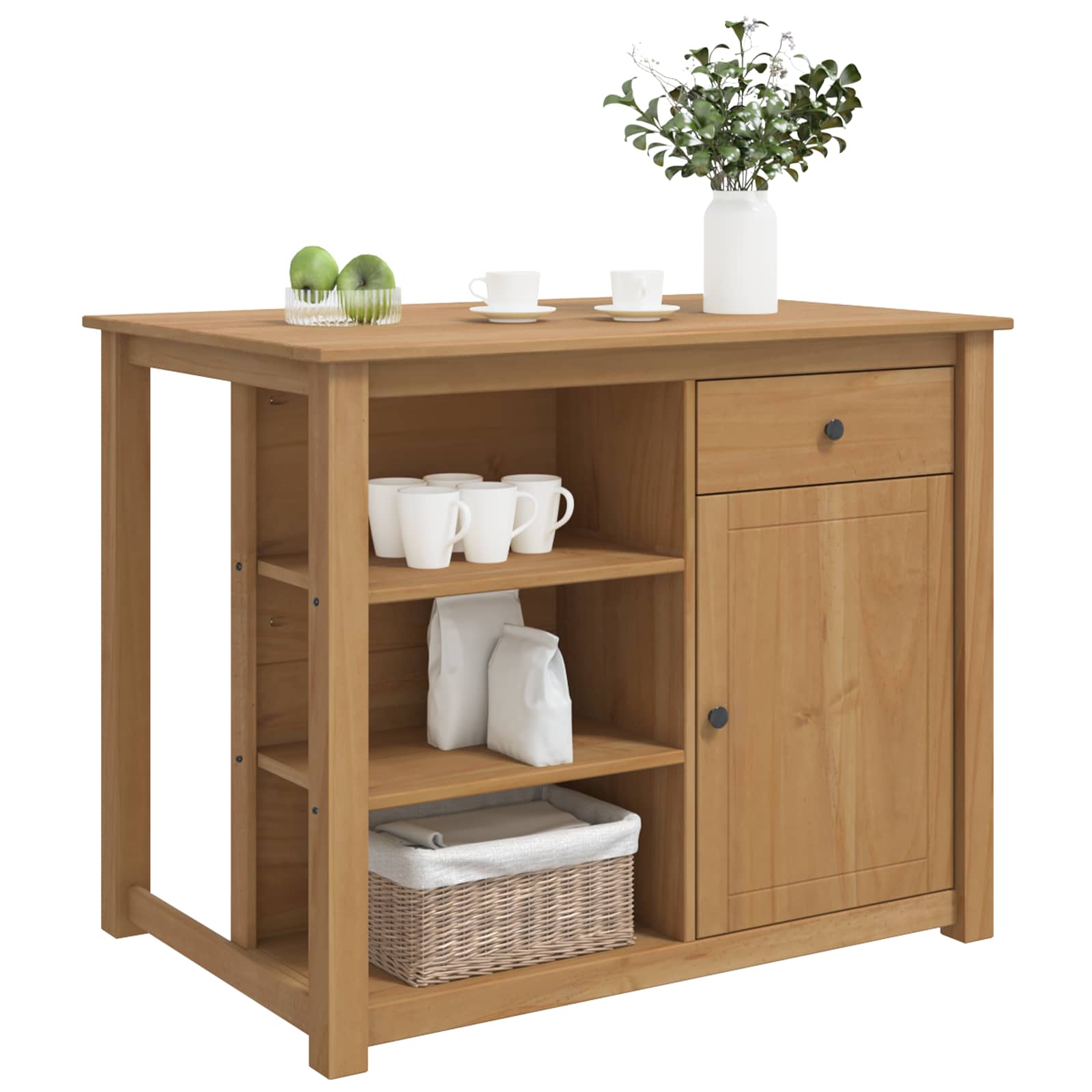 vidaXL Keuken Trolley PANAMA 2 pcs Honing Wax 112 x 77 x 90 cm