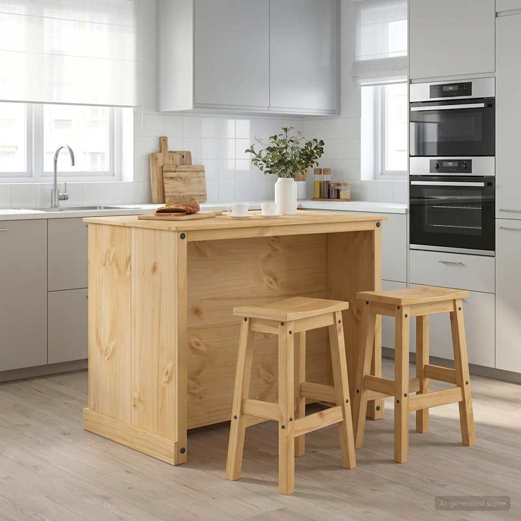 vidaXL Keuken Eiland Set met plank 3 pcs Honing Wax Massief dennenhout