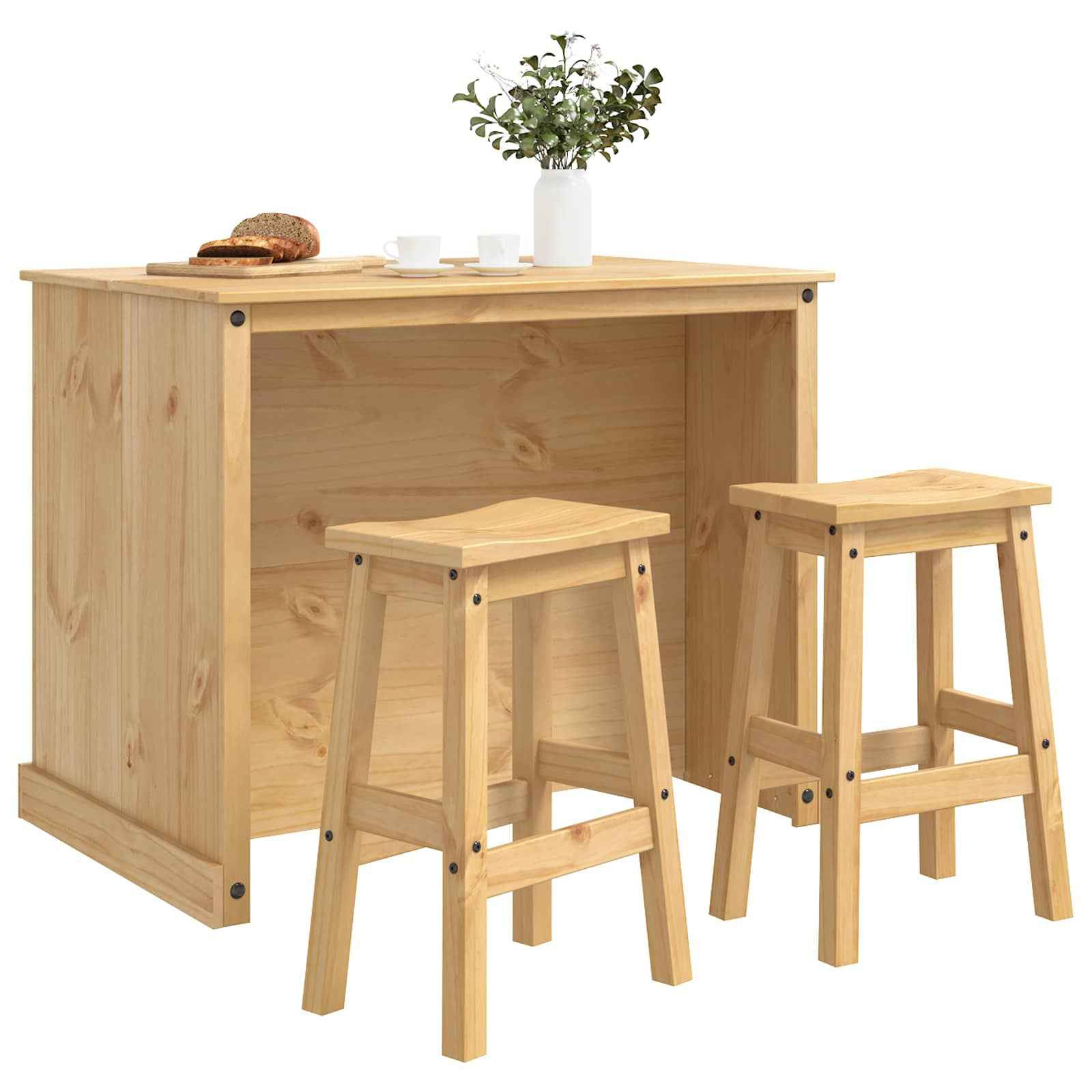 vidaXL Keuken Eiland Set met plank 3 pcs Honing Wax Massief dennenhout
