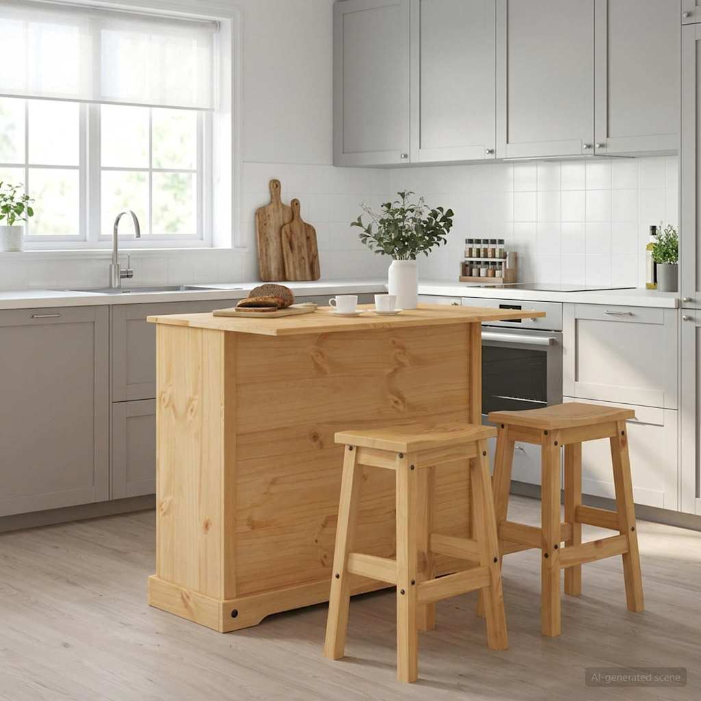 vidaXL Keuken Eiland Set met lade Corona 3 pcs Wit en Honing Was
