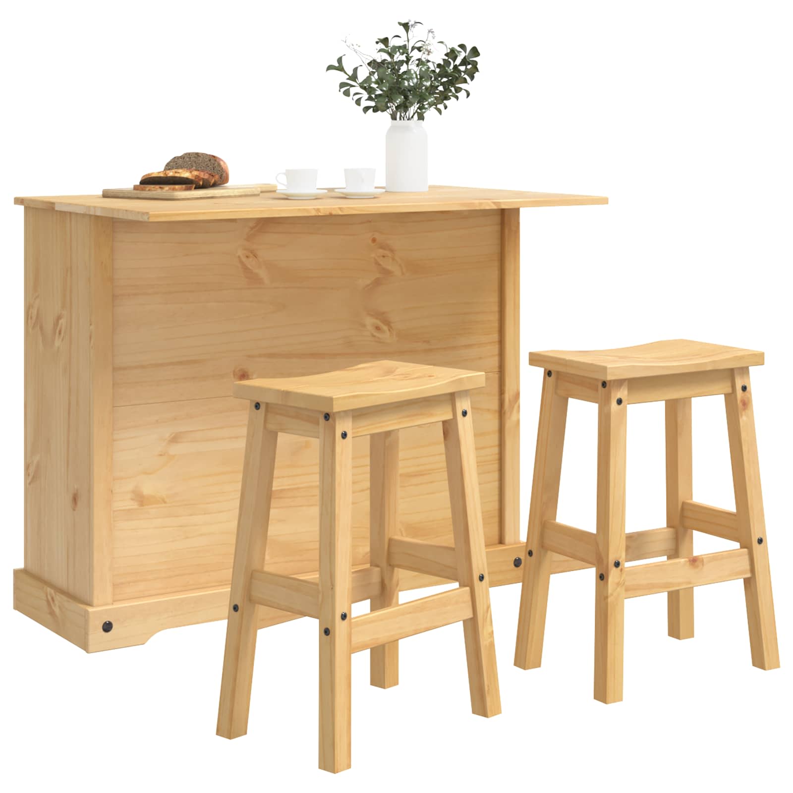 vidaXL Keuken Eiland Set met lade Corona 3 pcs Wit en Honing Was