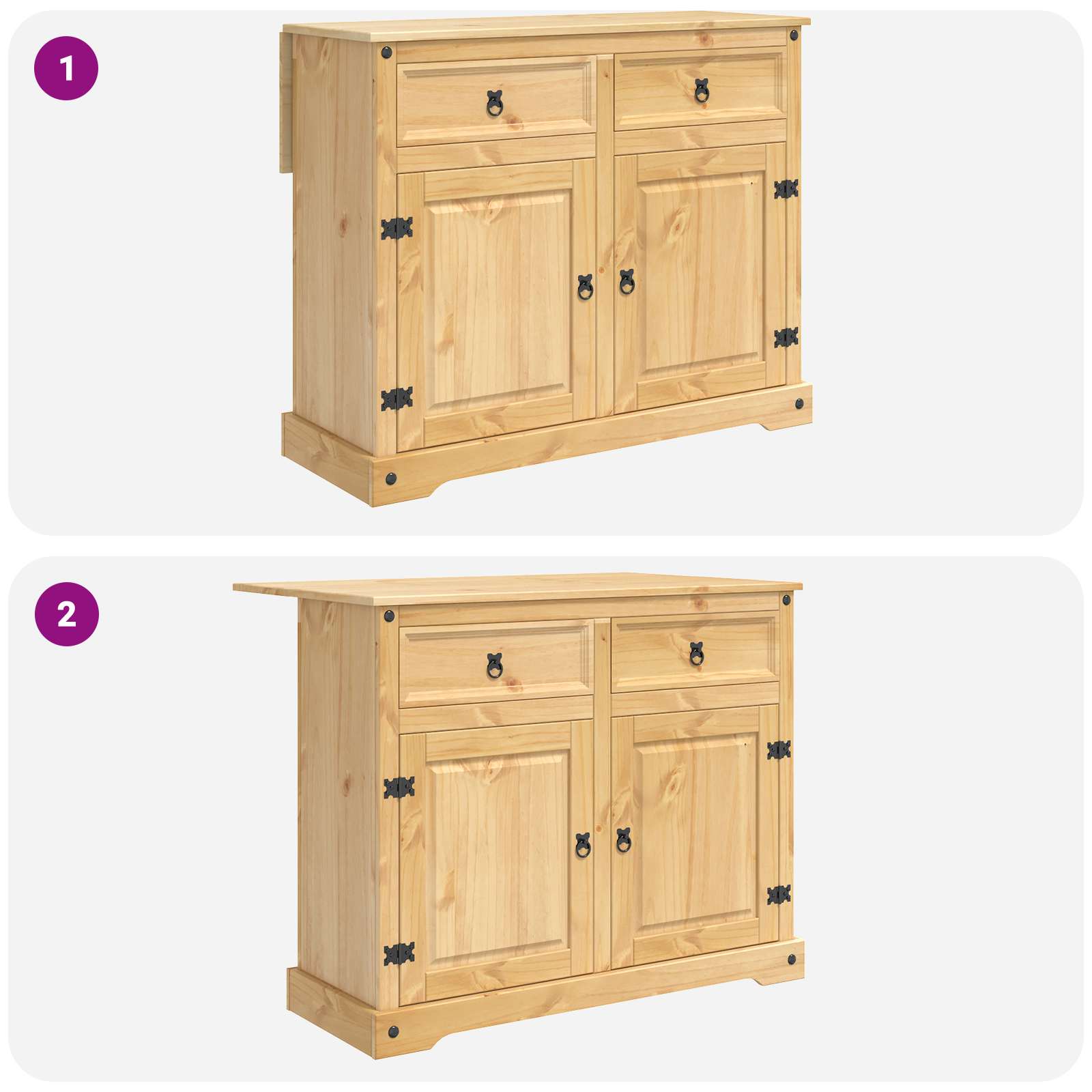 vidaXL Keuken Eiland Set met lade Corona 3 pcs Wit en Honing Was