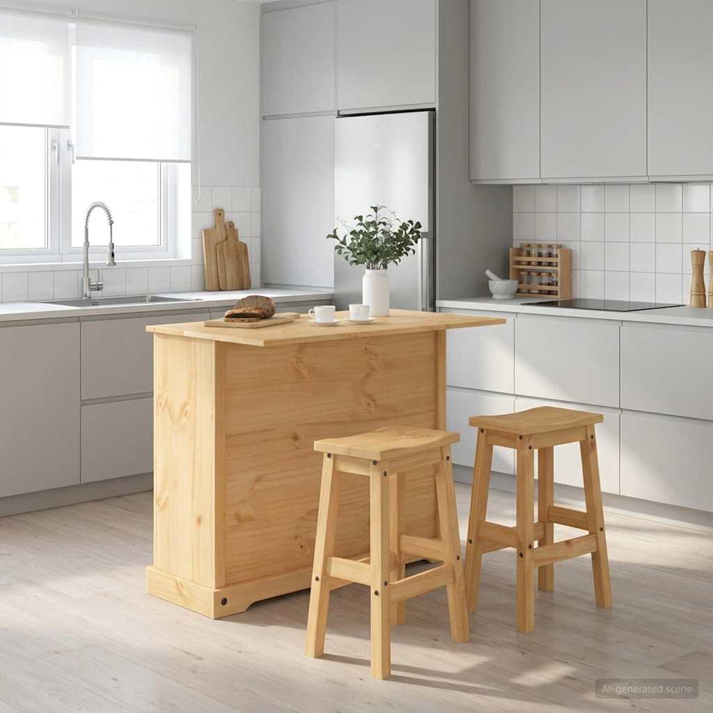 vidaXL Keuken Eiland Set met lade 3 pcs Honing Wax Massief dennenhout