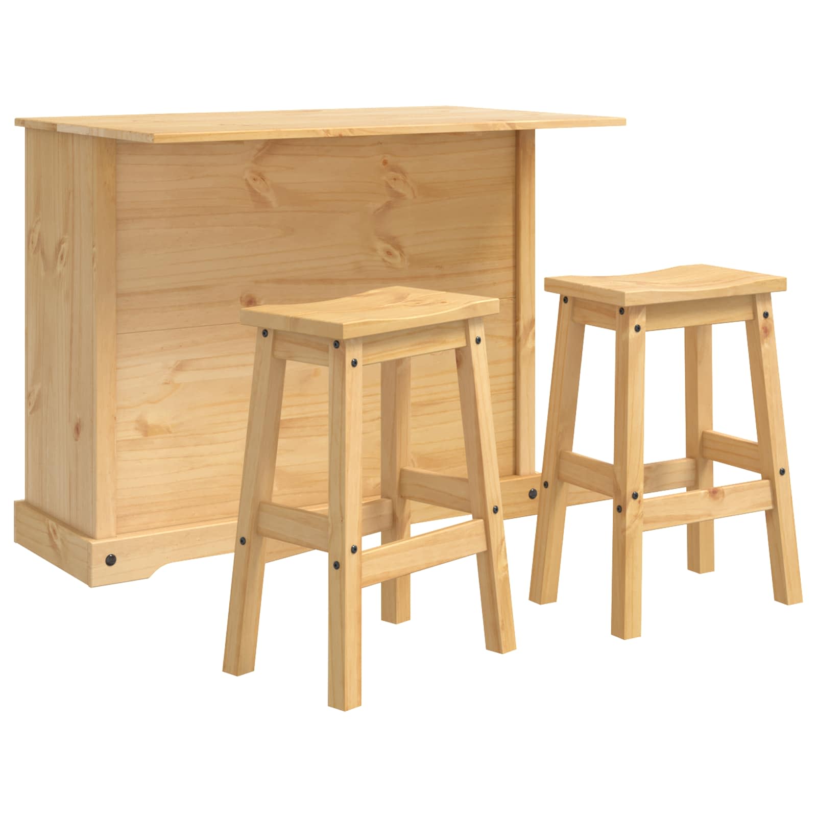 vidaXL Keukenopslag met lade 2 pcs Honing Wax Massief dennenhout