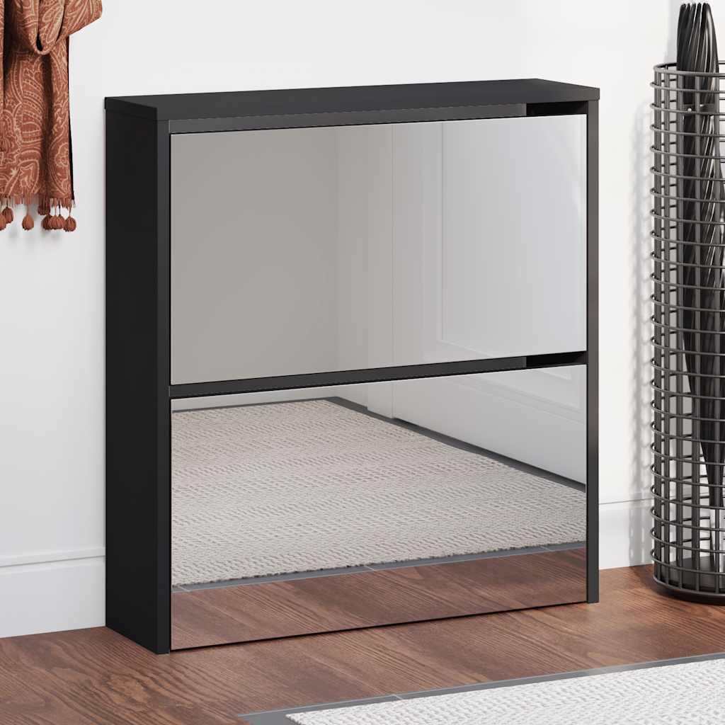 vidaXL Schoenenkast tweelaags met spiegel 63x17x67 cm eiken