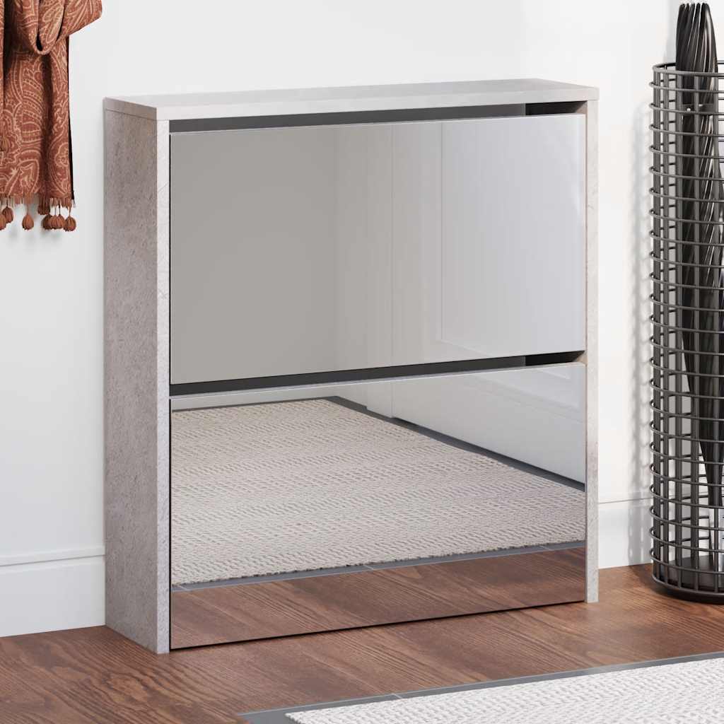 vidaXL Schoenenkast tweelaags met spiegel 63x17x67 cm eiken