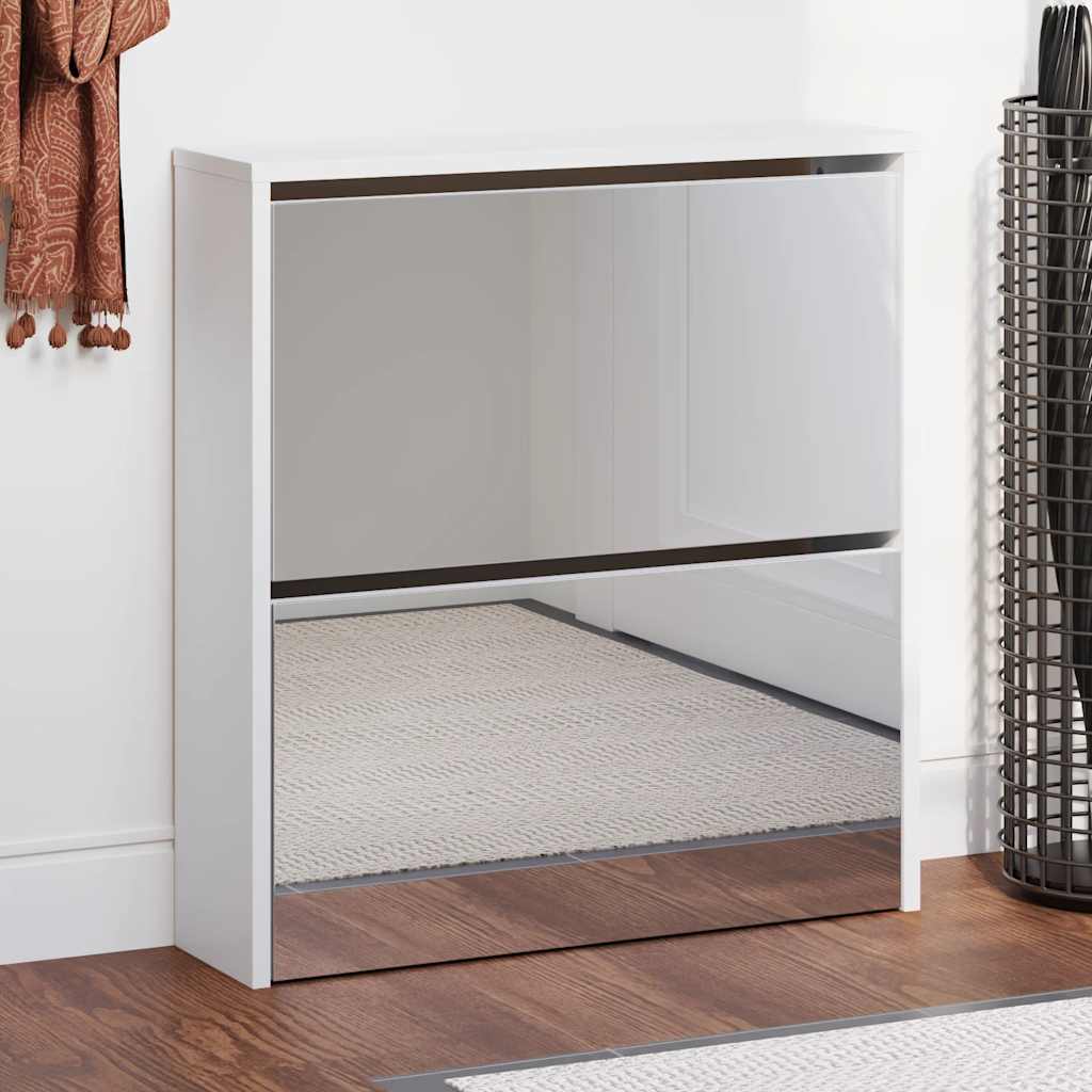 vidaXL Schoenenkast tweelaags met spiegel 63x17x67 cm eiken