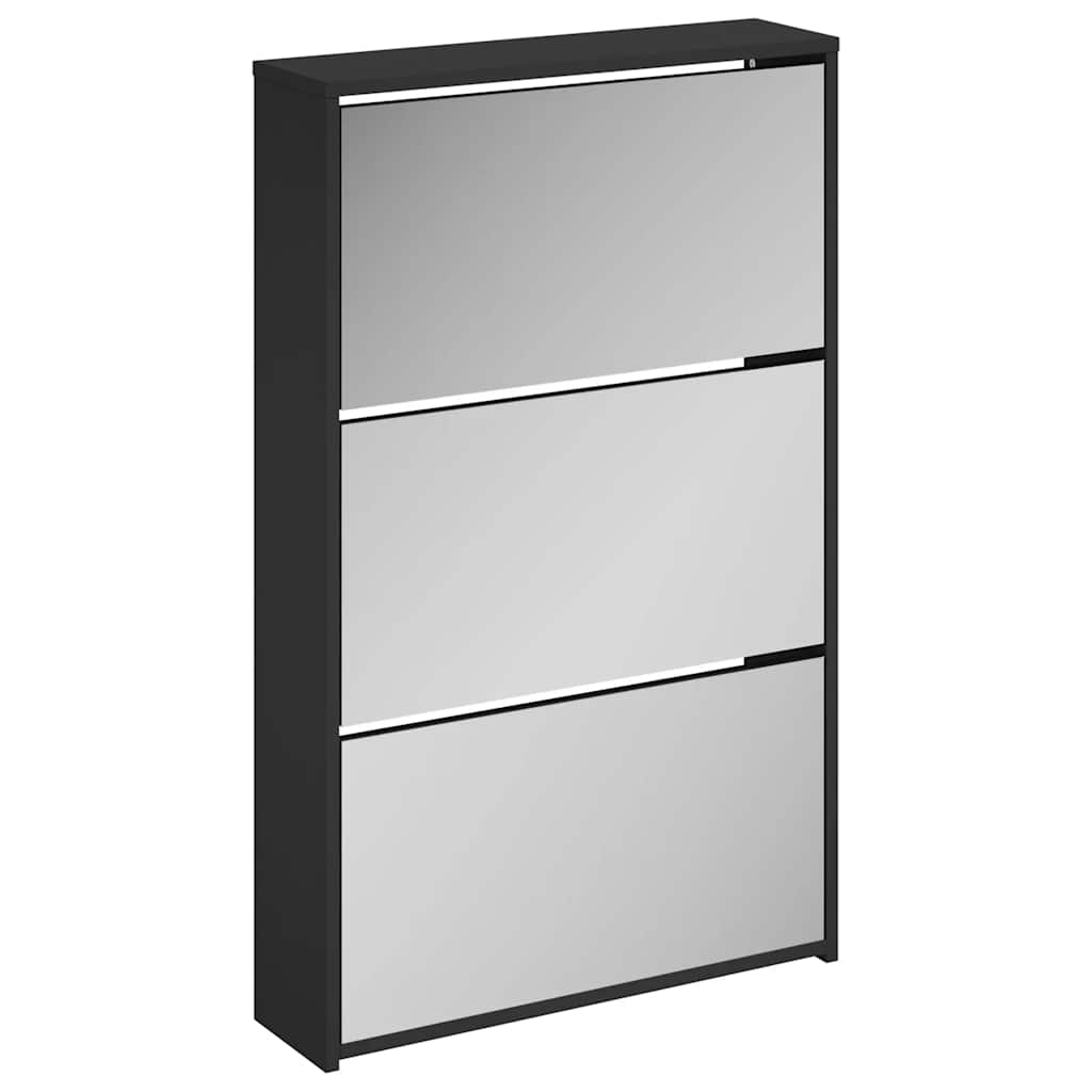 vidaXL Schoenenkast tweelaags met spiegel 63x17x67 cm eiken