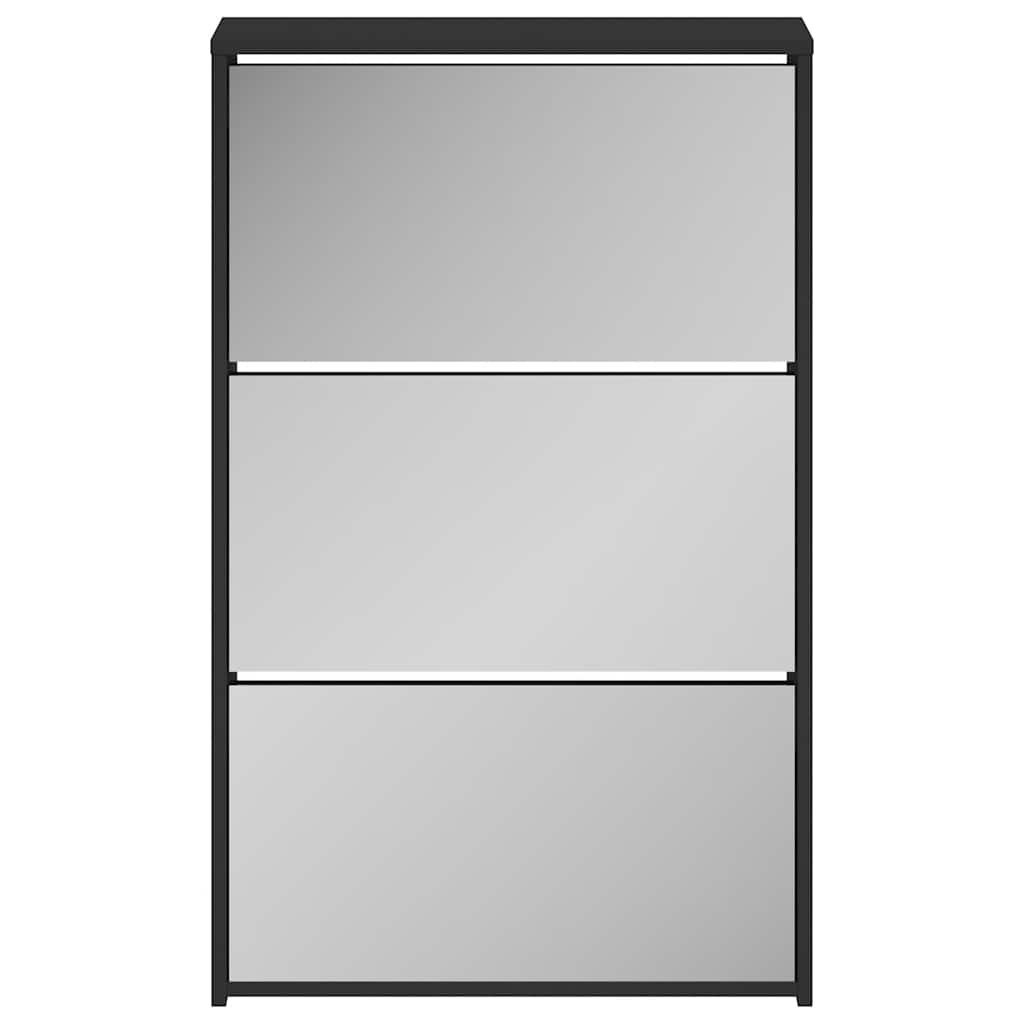 vidaXL Schoenenkast tweelaags met spiegel 63x17x67 cm eiken