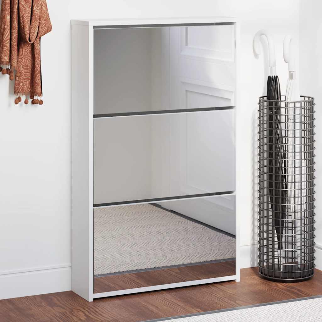vidaXL Schoenenkast tweelaags met spiegel 63x17x67 cm eiken
