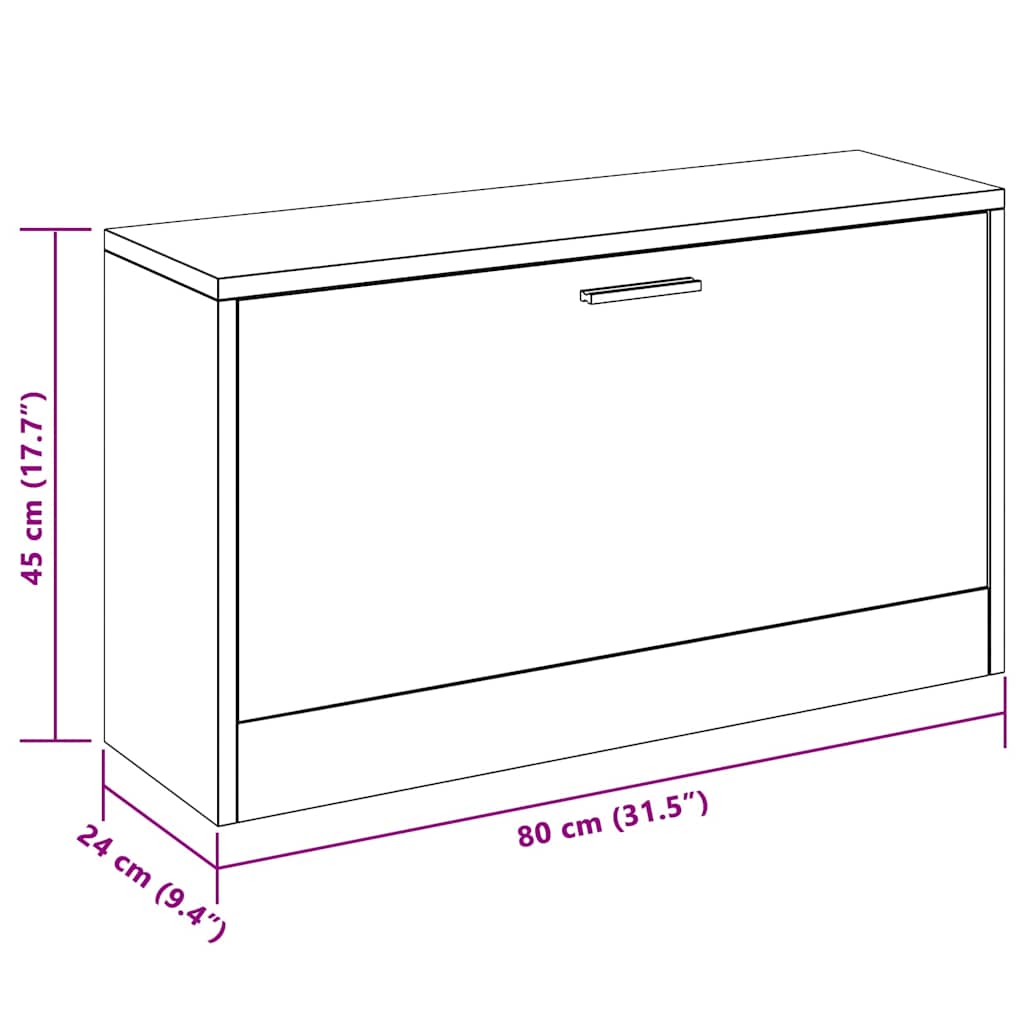 vidaXL Schoenenopbergbank 80x24x45 cm eikenkleurig