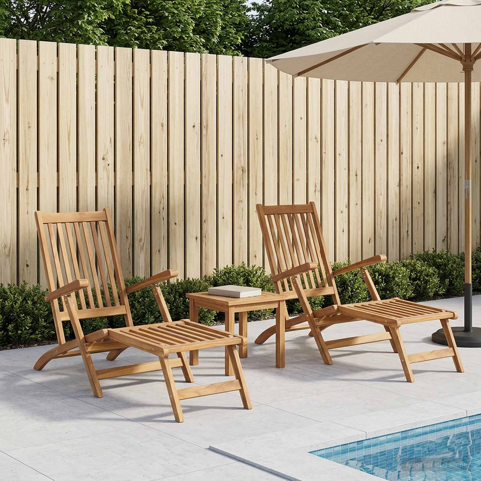 vidaXL Vouwdeckstoel 2 pcs Naturel Massief Teakhout