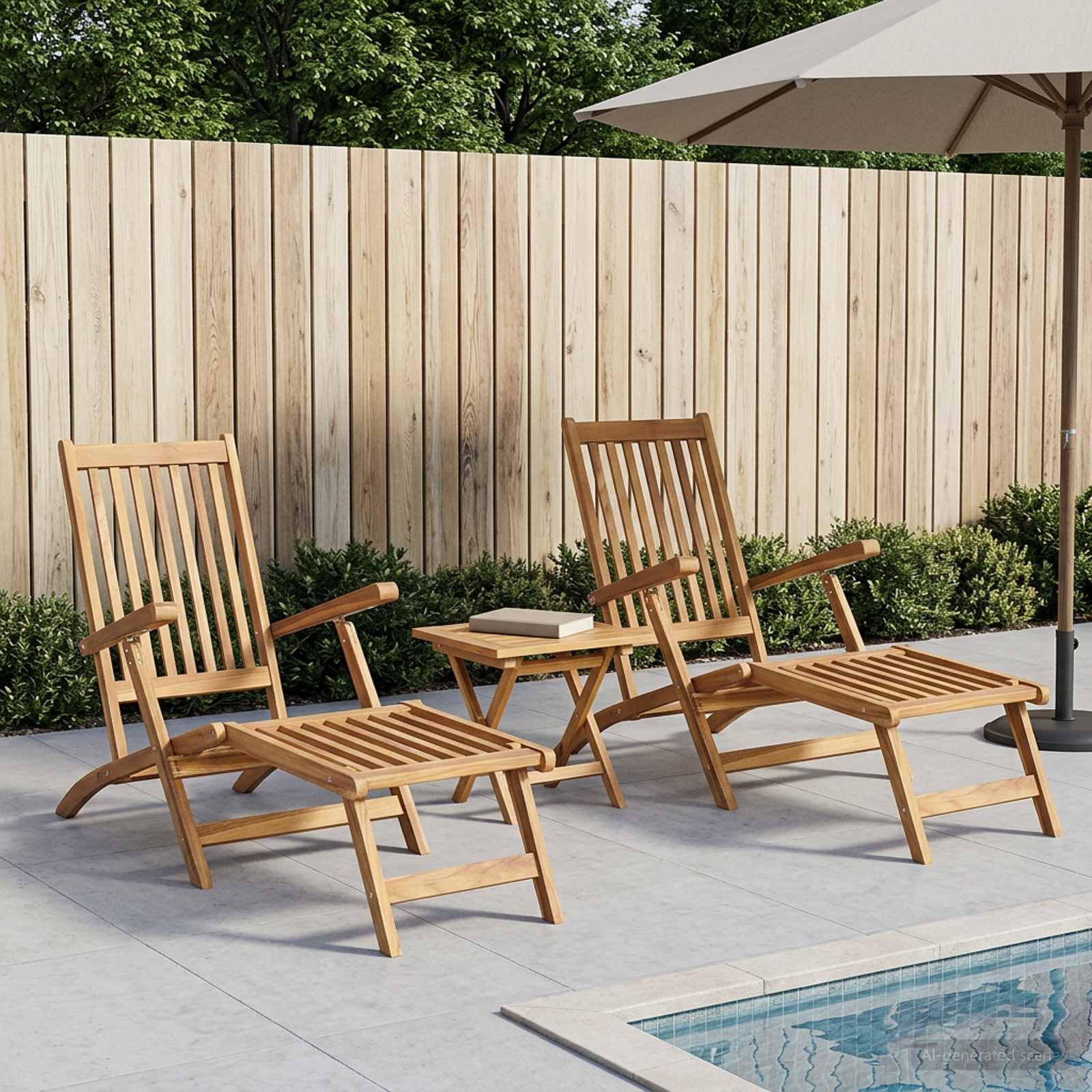 vidaXL Vouwdeckstoel 2 pcs Naturel Massief Teakhout