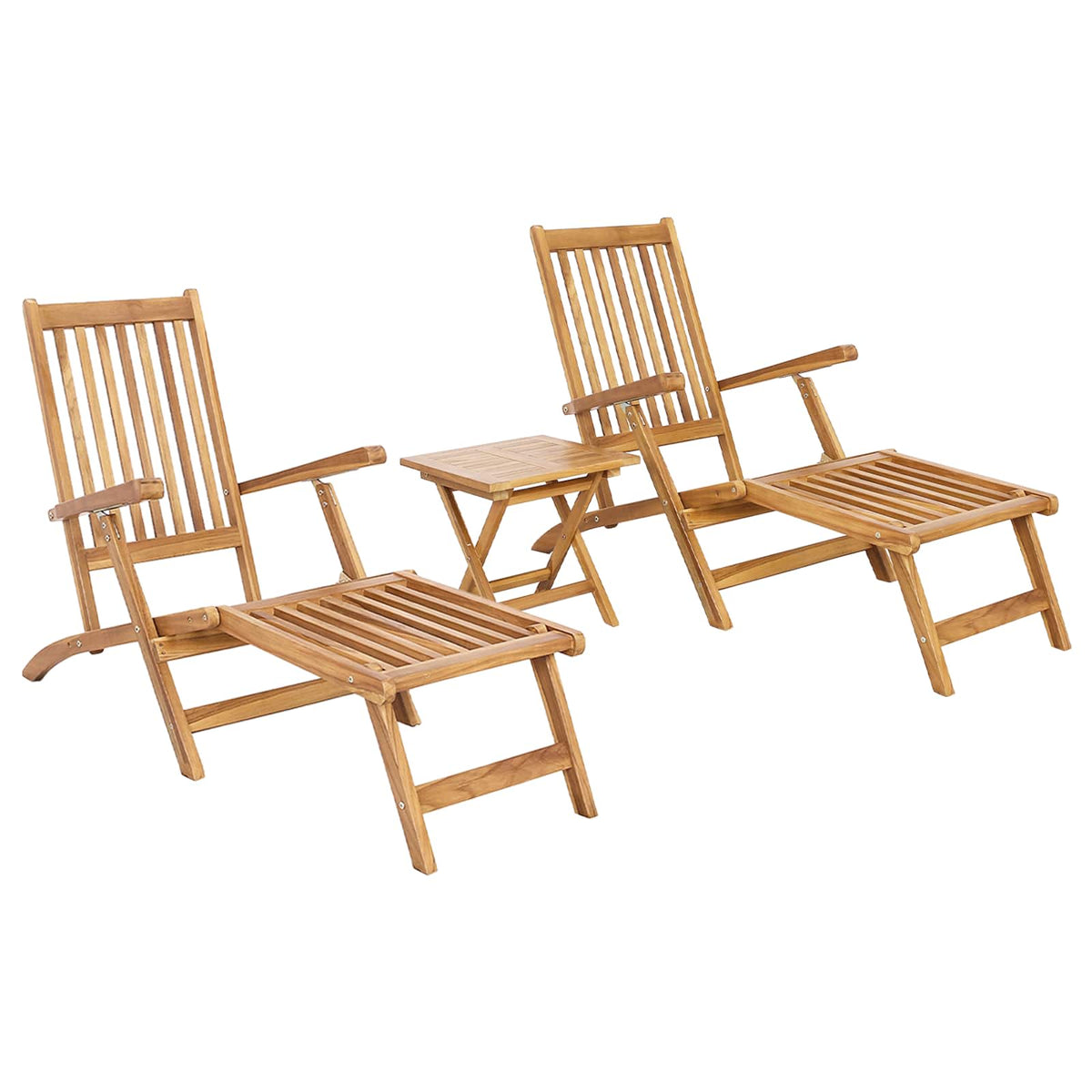 vidaXL Vouwdeckstoel 2 pcs Naturel Massief Teakhout