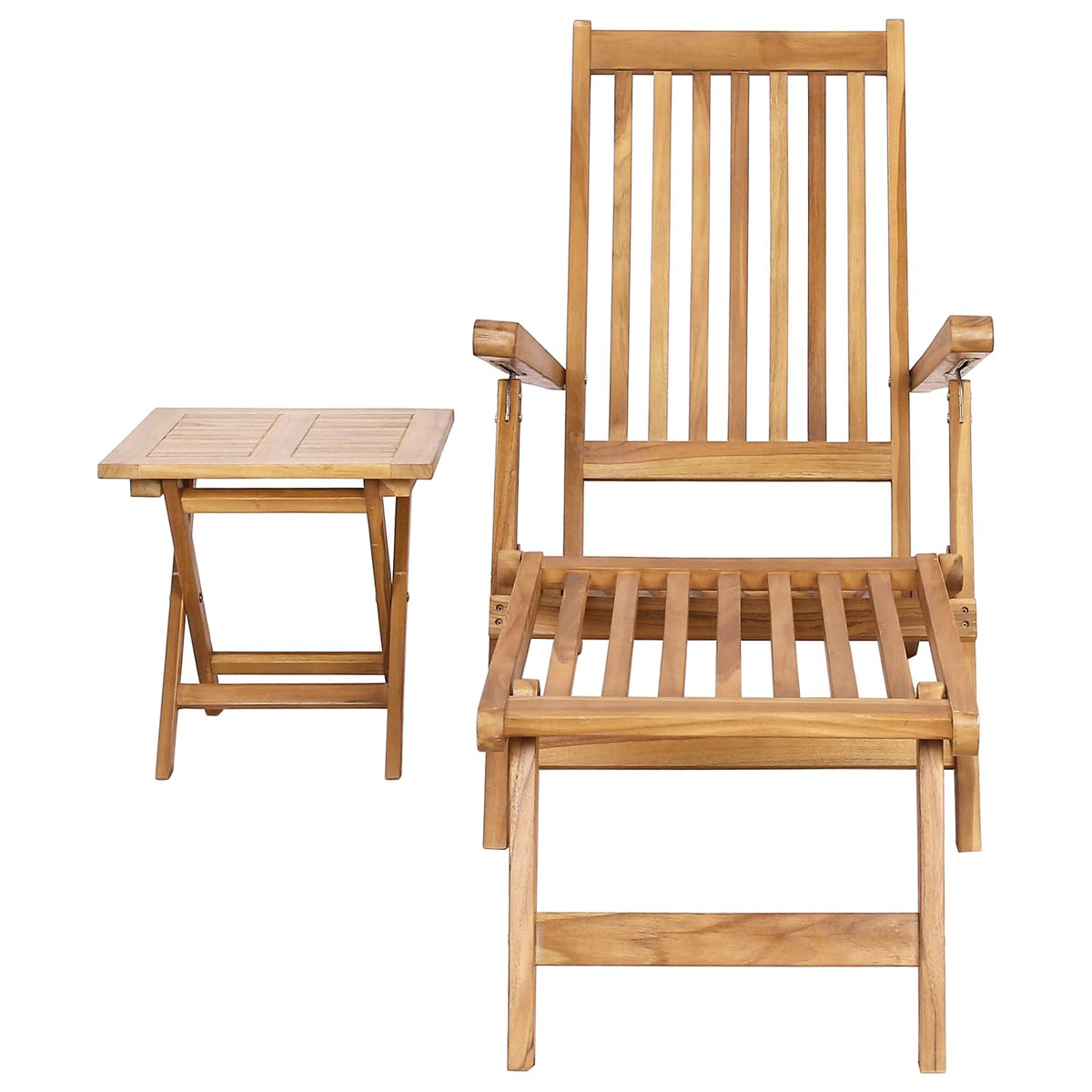 vidaXL Vouwdeckstoel 2 pcs Naturel Massief Teakhout