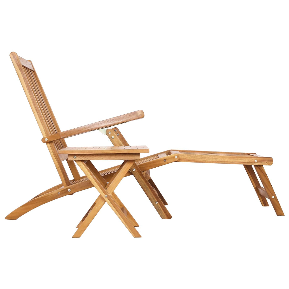 vidaXL Vouwdeckstoel 2 pcs Naturel Massief Teakhout