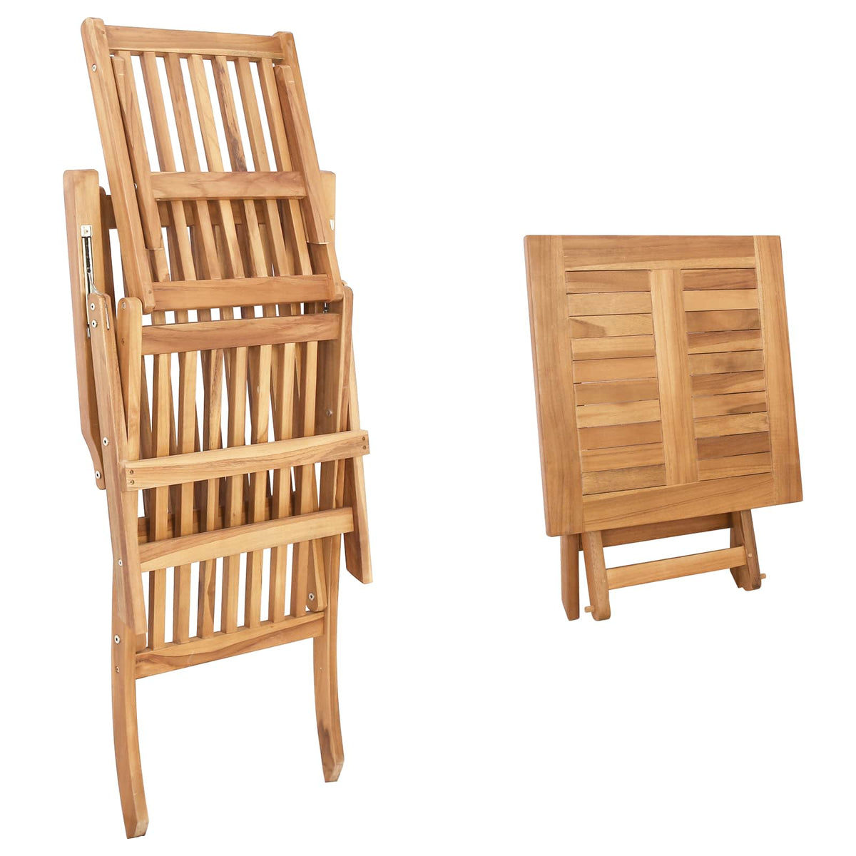 vidaXL Vouwdeckstoel 2 pcs Naturel Massief Teakhout