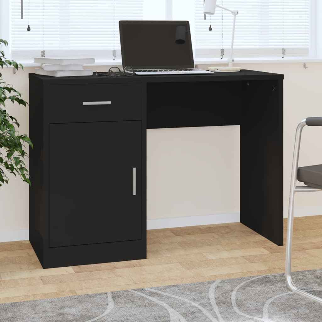 vidaXL Bureau met lade en kastje 100x40x73 cm eiken