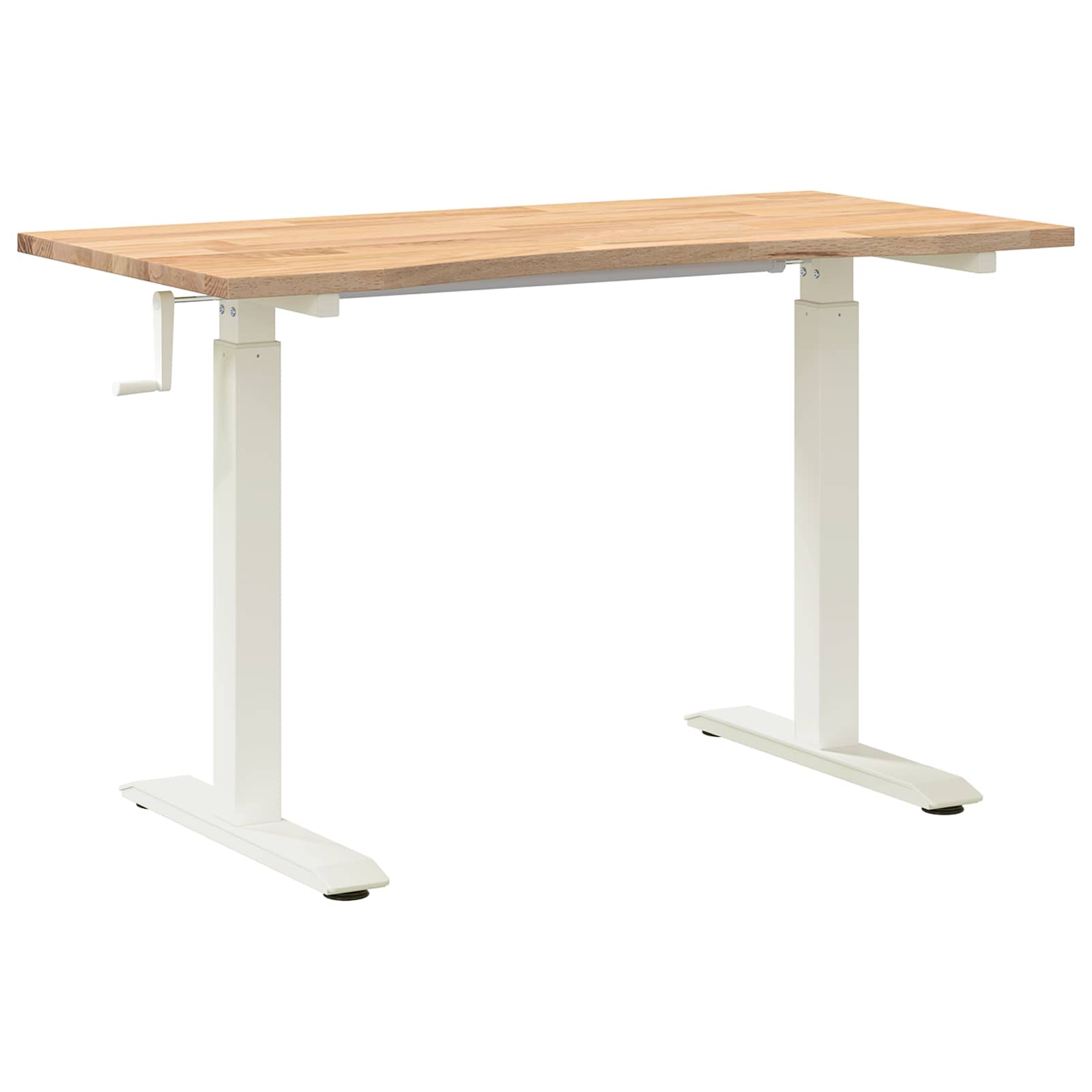vidaXL Bureau Wit en Natuurlijk 120 x 60 cm Massief Eikenhout