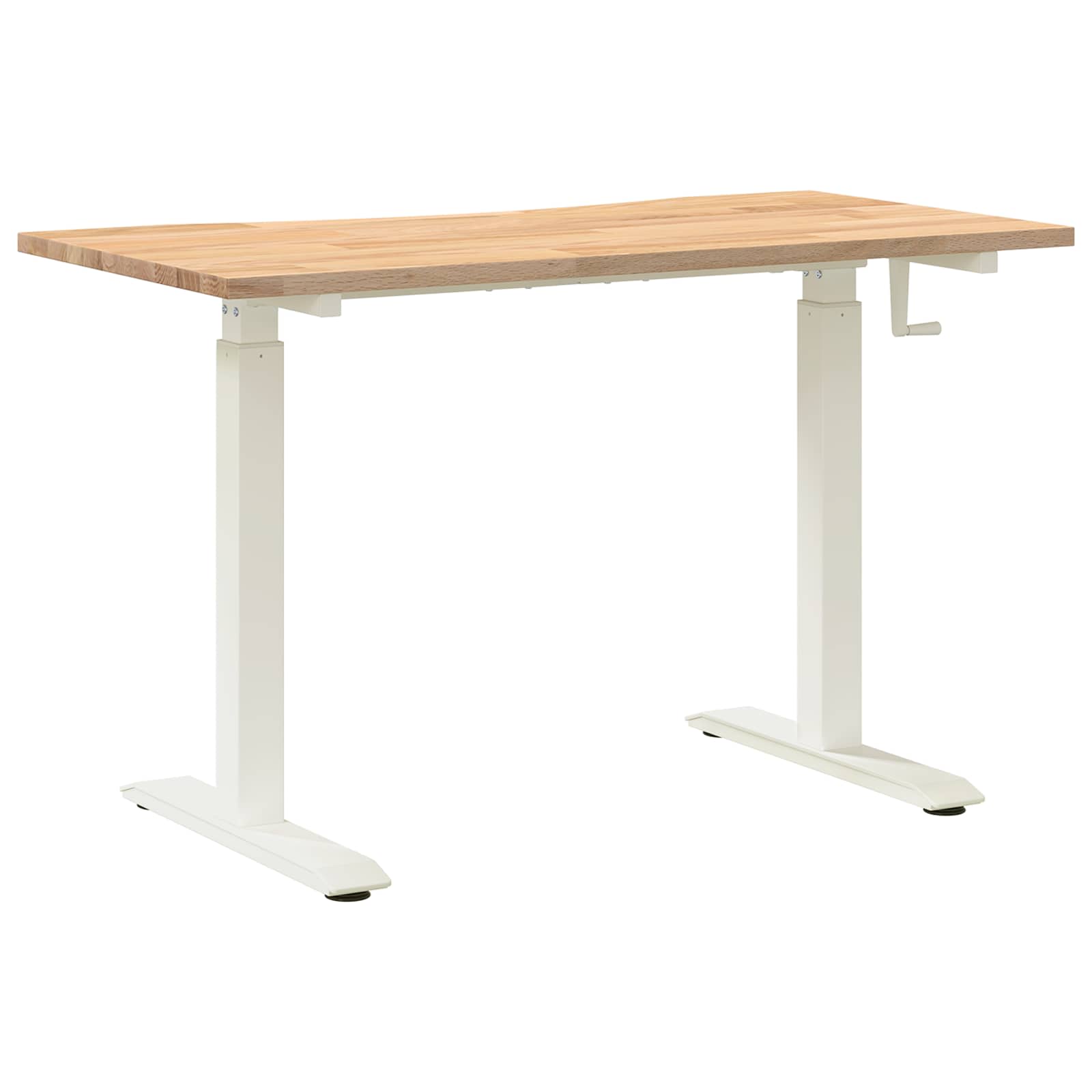 vidaXL Bureau Wit en Natuurlijk 120 x 60 cm Massief Eikenhout