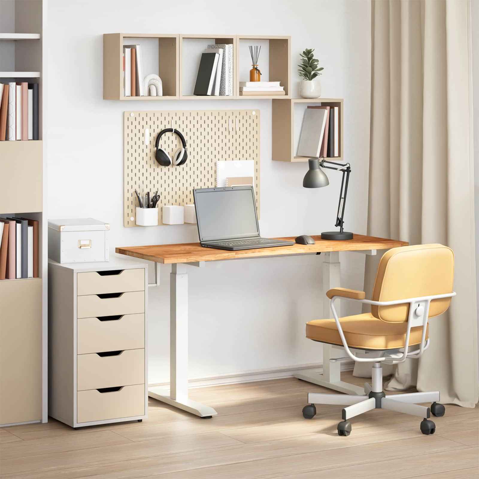 vidaXL Bureau Wit en Natuurlijk 120 x 60 cm Massief Eikenhout