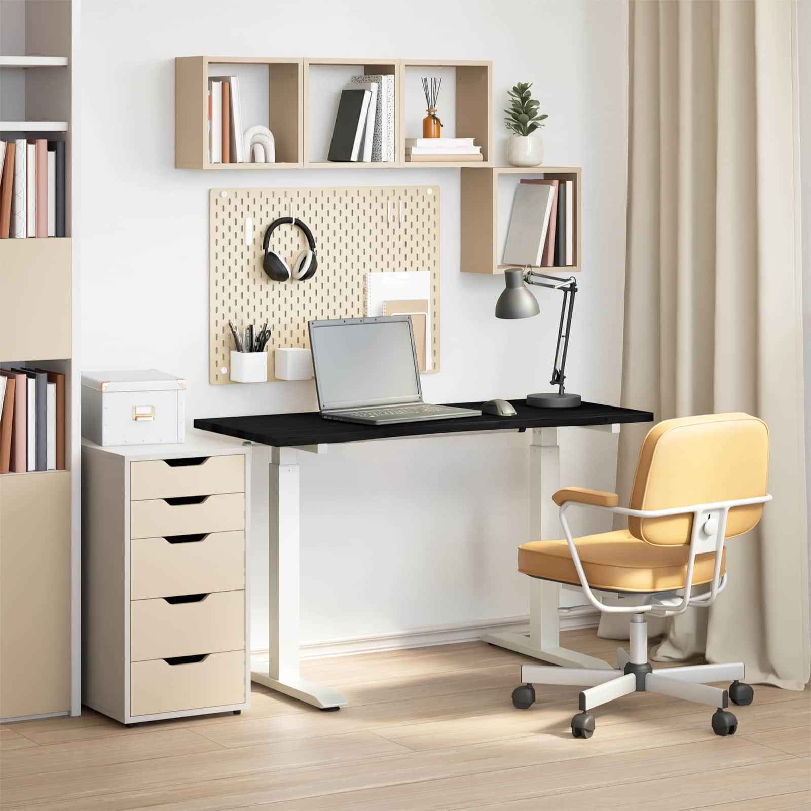 vidaXL Bureau Wit en Natuurlijk 120 x 60 cm Massief Eikenhout