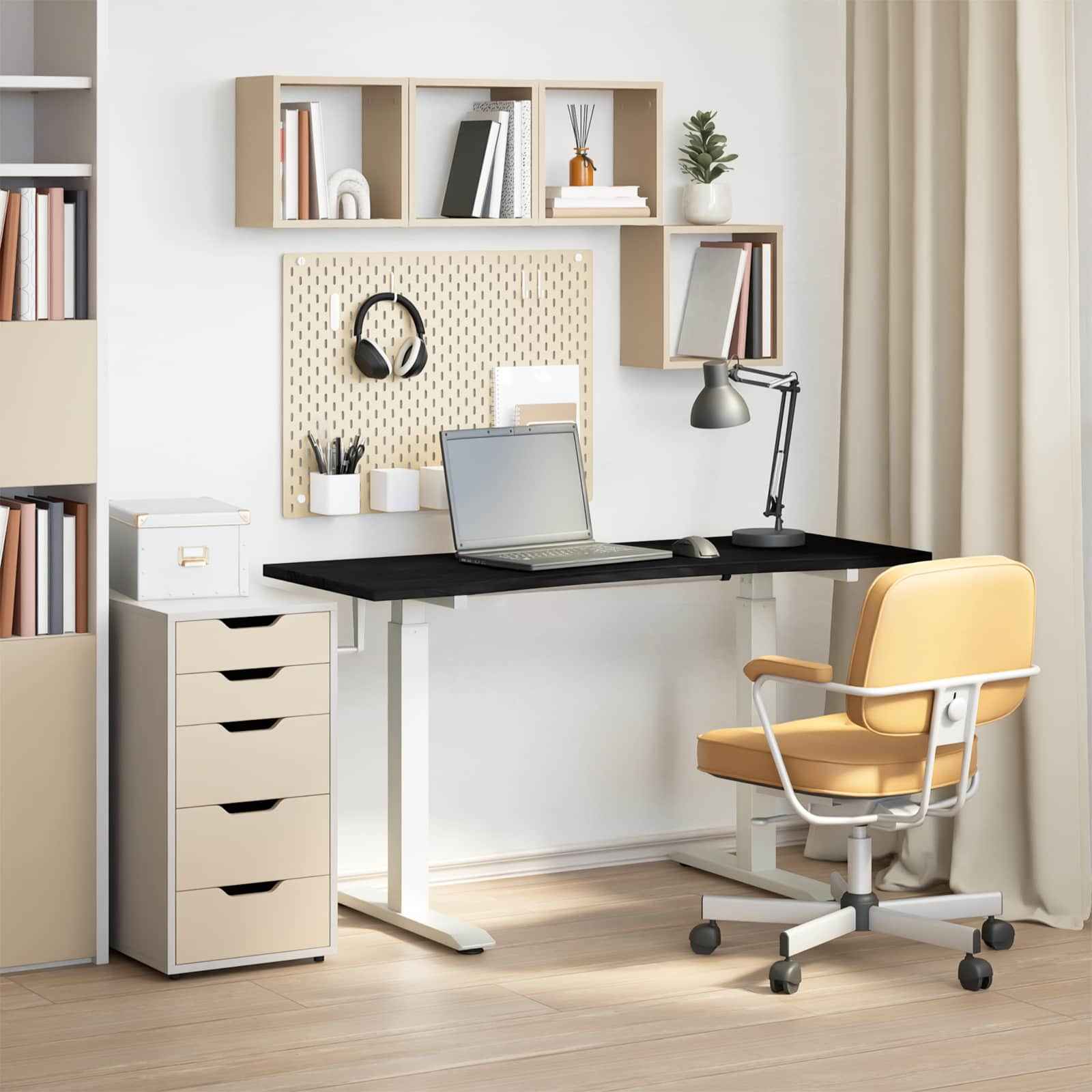 vidaXL Bureau Wit en Natuurlijk 120 x 60 cm Massief Eikenhout