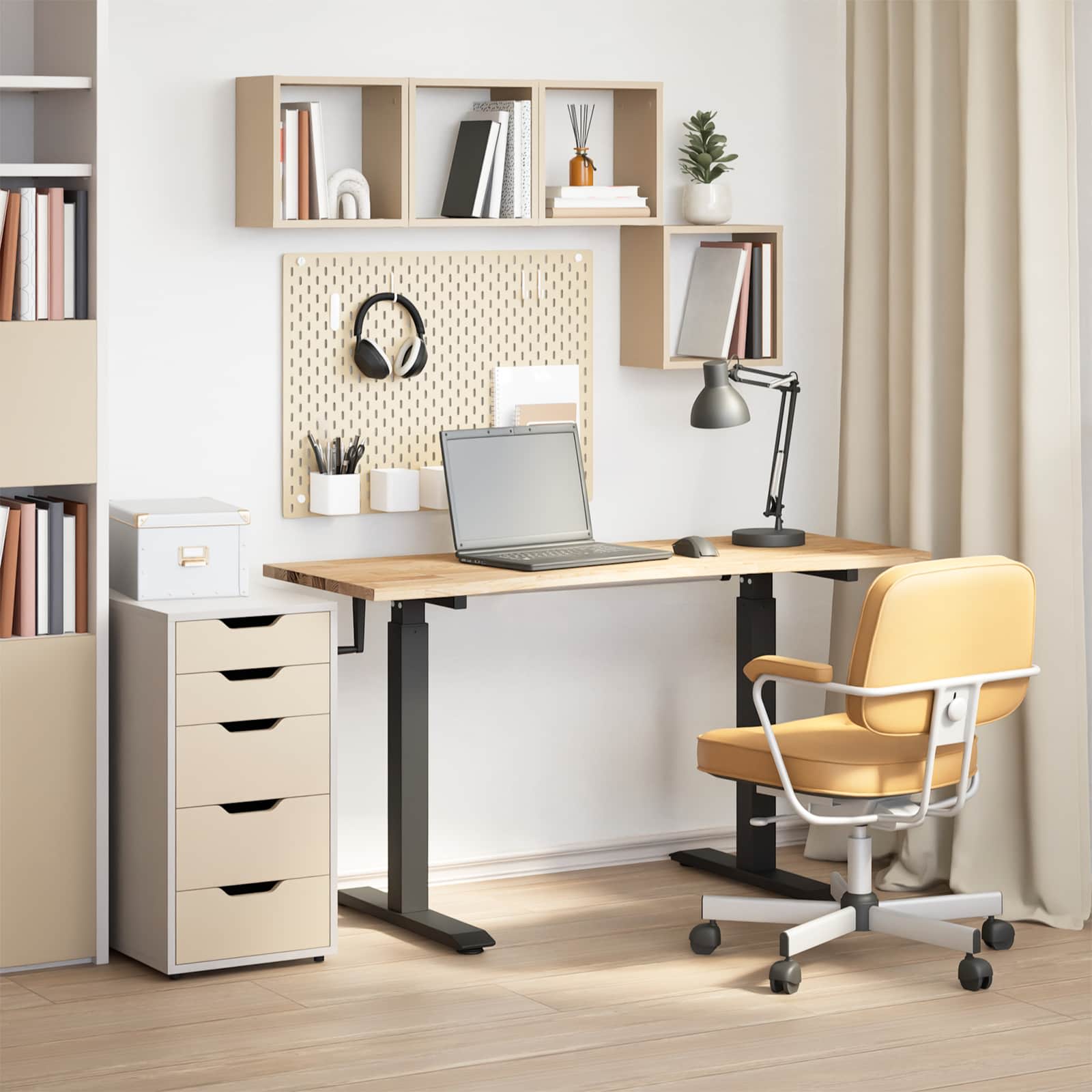 vidaXL Bureau Wit en Natuurlijk 120 x 60 cm Massief Eikenhout