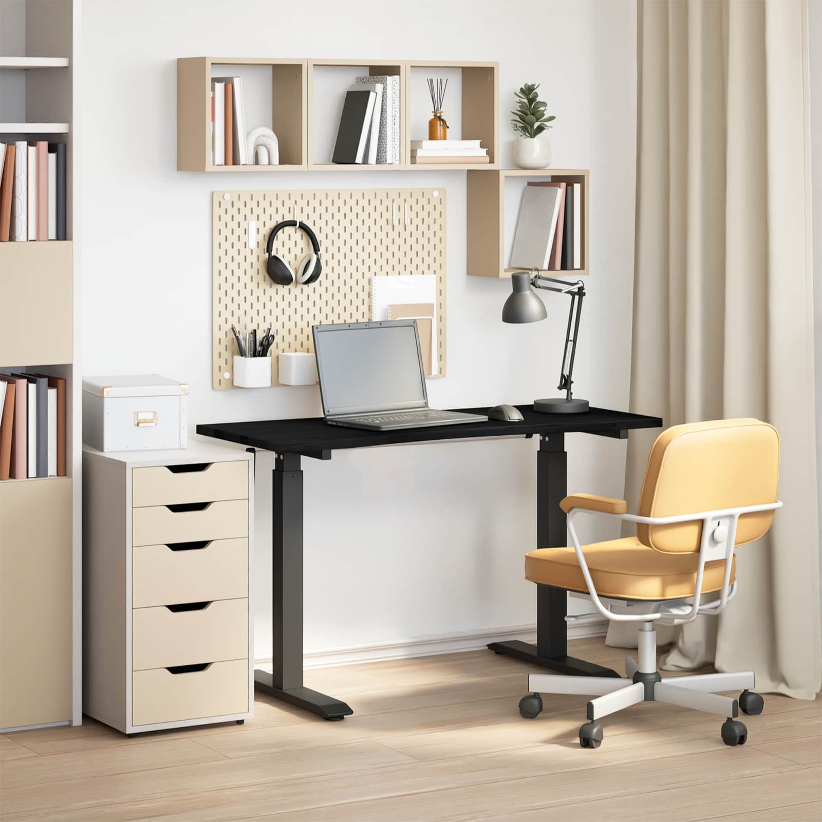 vidaXL Bureau Wit en Natuurlijk 120 x 60 cm Massief Eikenhout