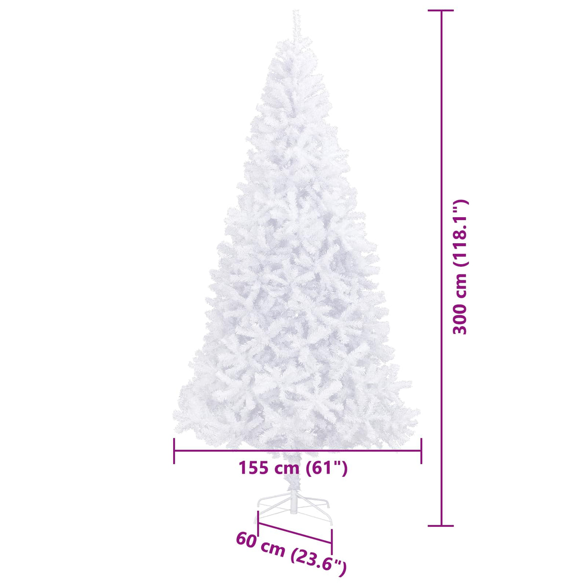 vidaXL Kunstkerstboom met 300 LED Wit 300 cm PVC en staal