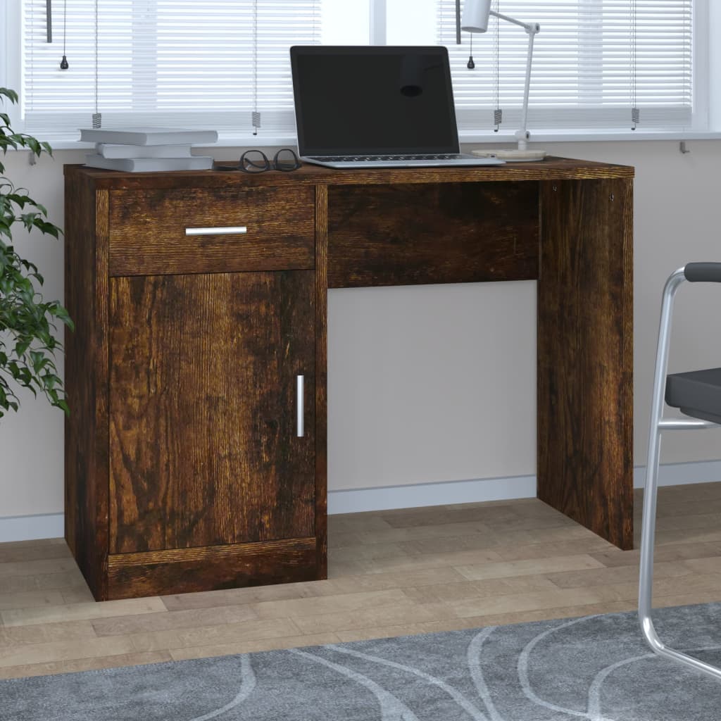 vidaXL Bureau met lade en kastje 100x40x73 cm eiken