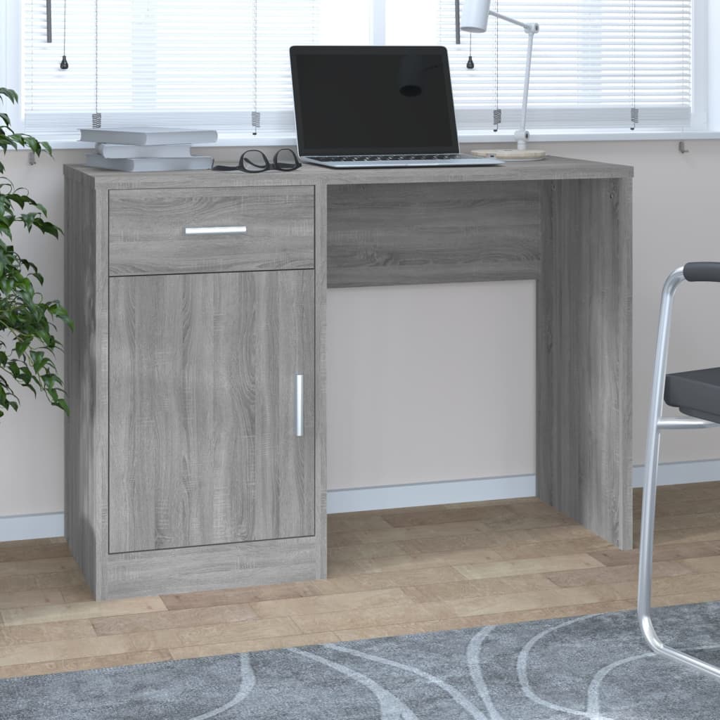 vidaXL Bureau met lade en kastje 100x40x73 cm eiken