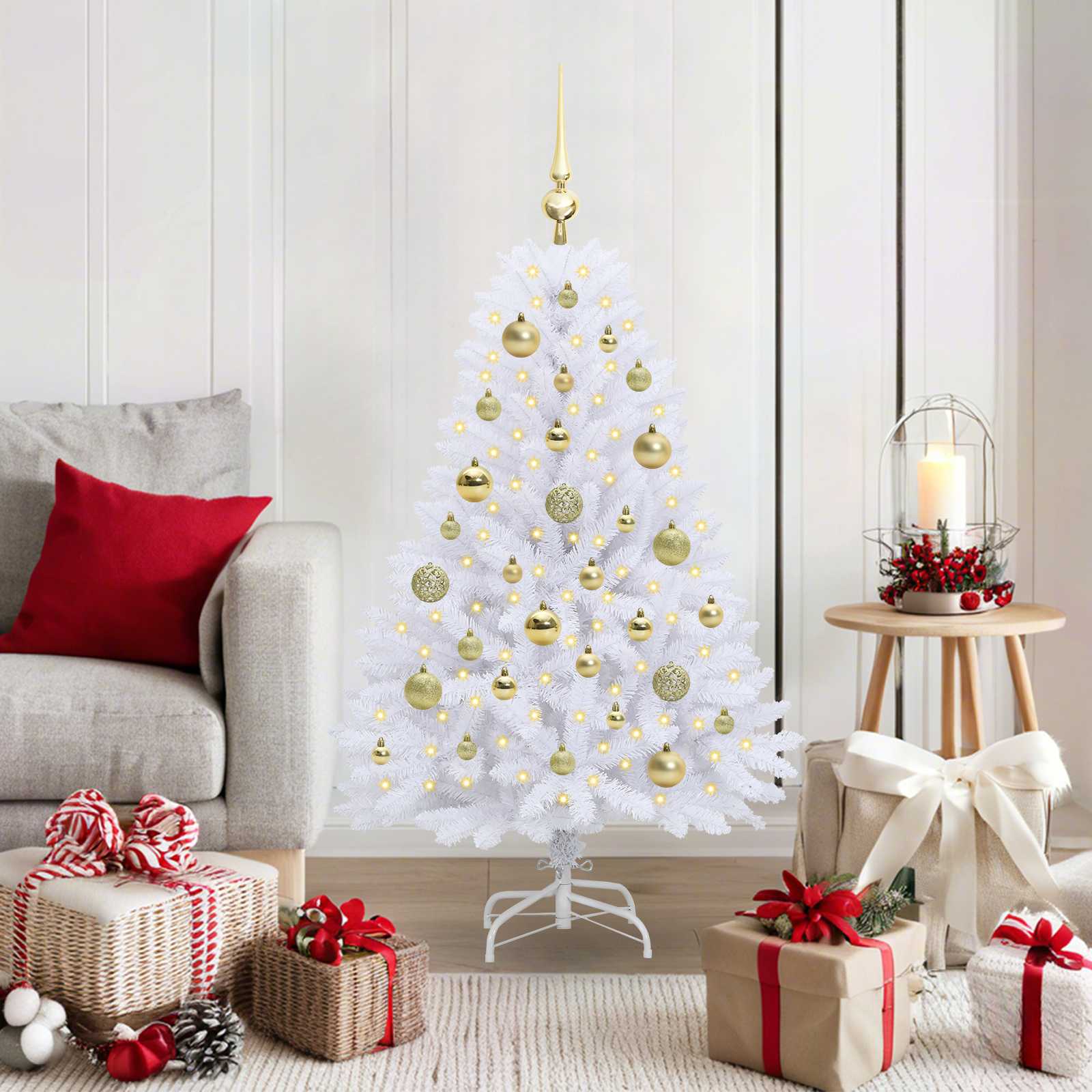 vidaXL Kunstmatige Inklapbare Kerstboom Wit 120 cm PVC en Staal