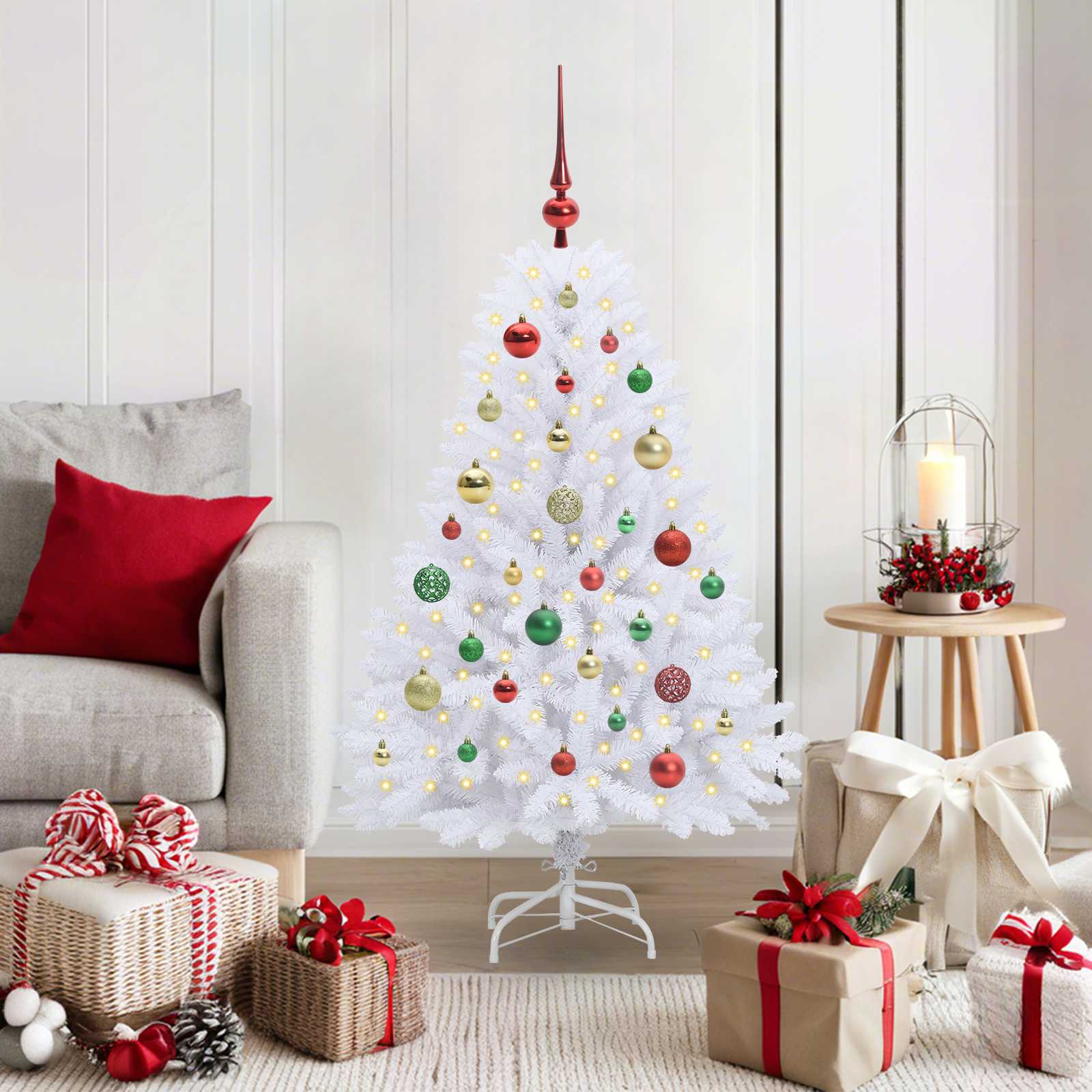 vidaXL Kunstmatige Inklapbare Kerstboom Wit 120 cm PVC en Staal