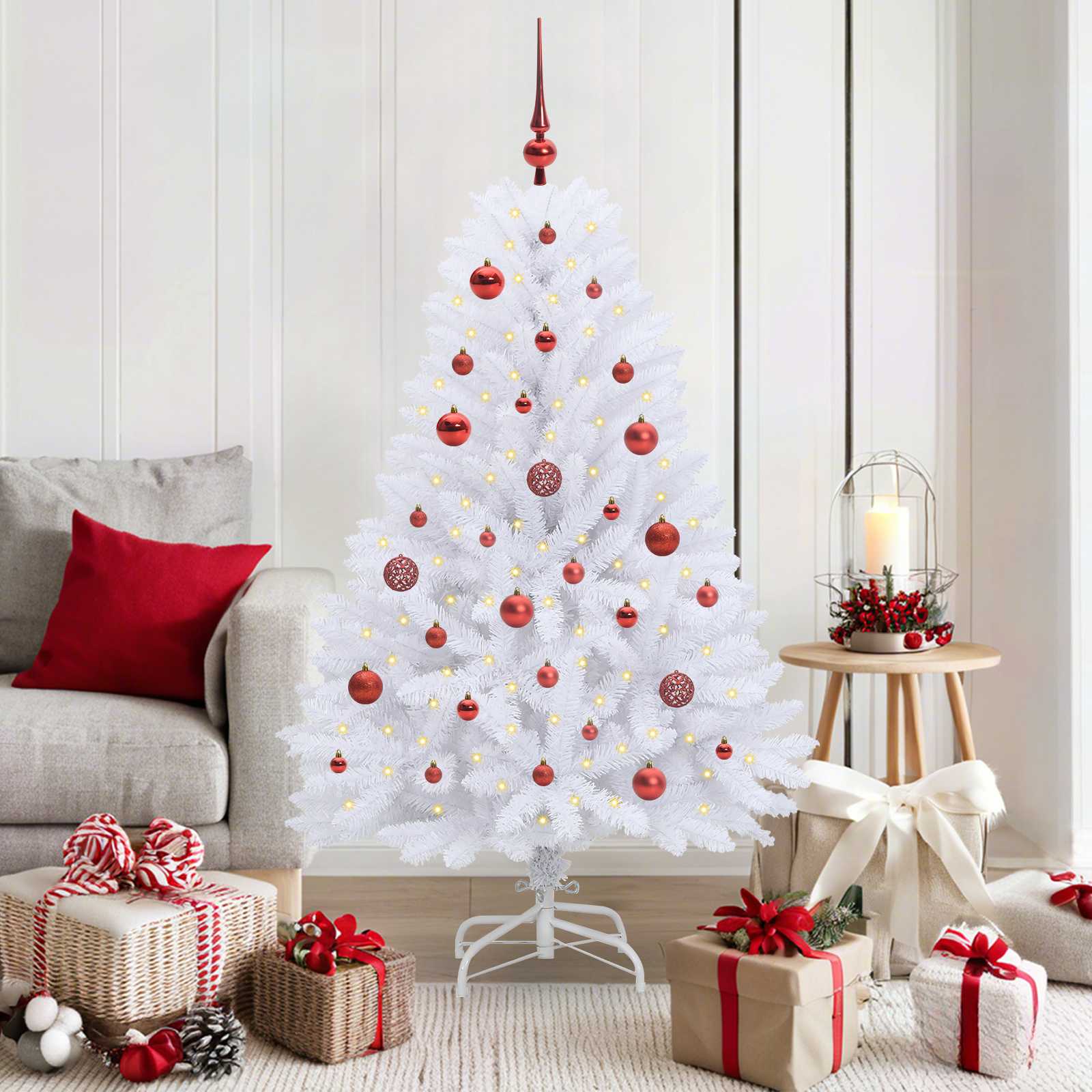 vidaXL Kunstmatige Inklapbare Kerstboom Wit 120 cm PVC en Staal