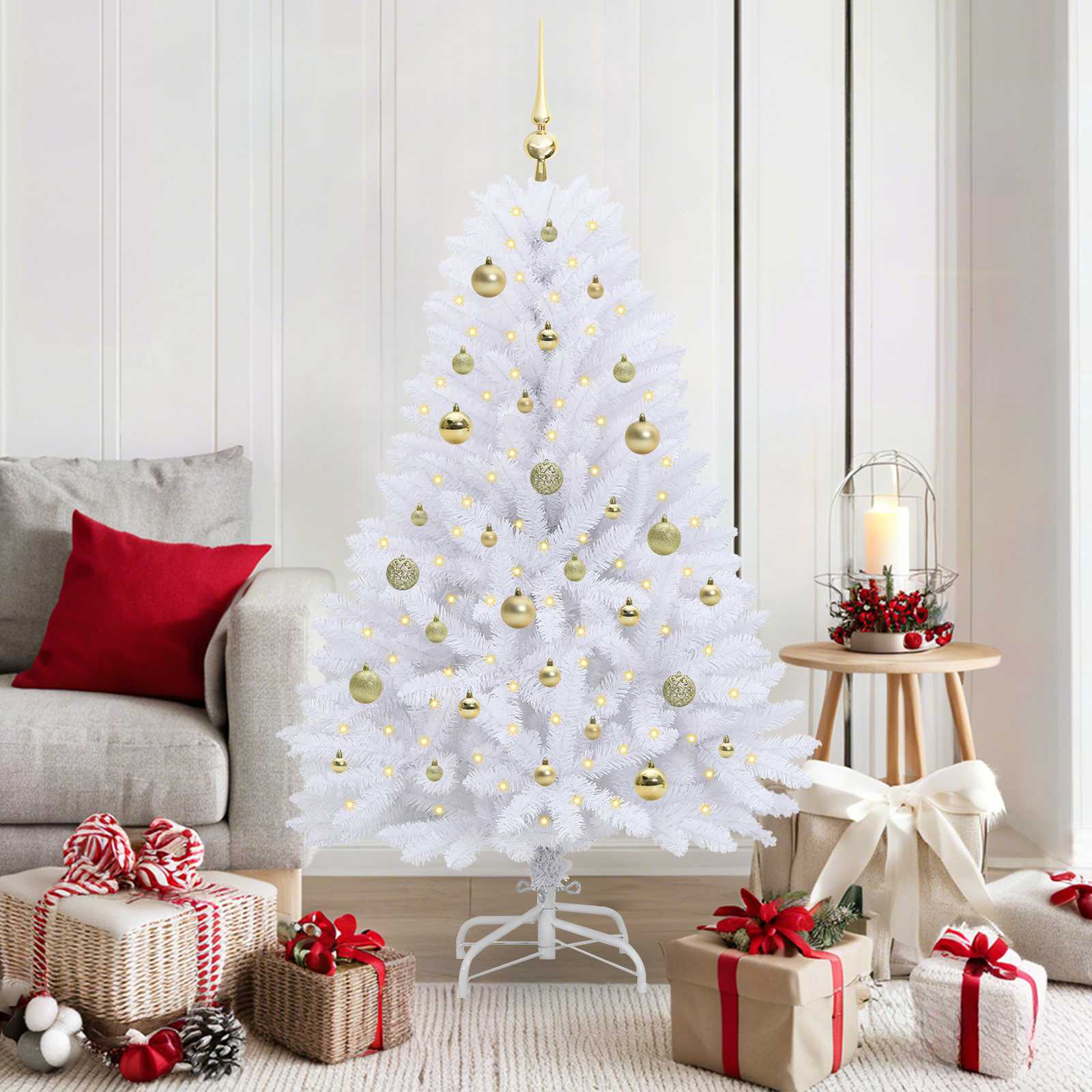 vidaXL Kunstmatige Inklapbare Kerstboom Wit 120 cm PVC en Staal