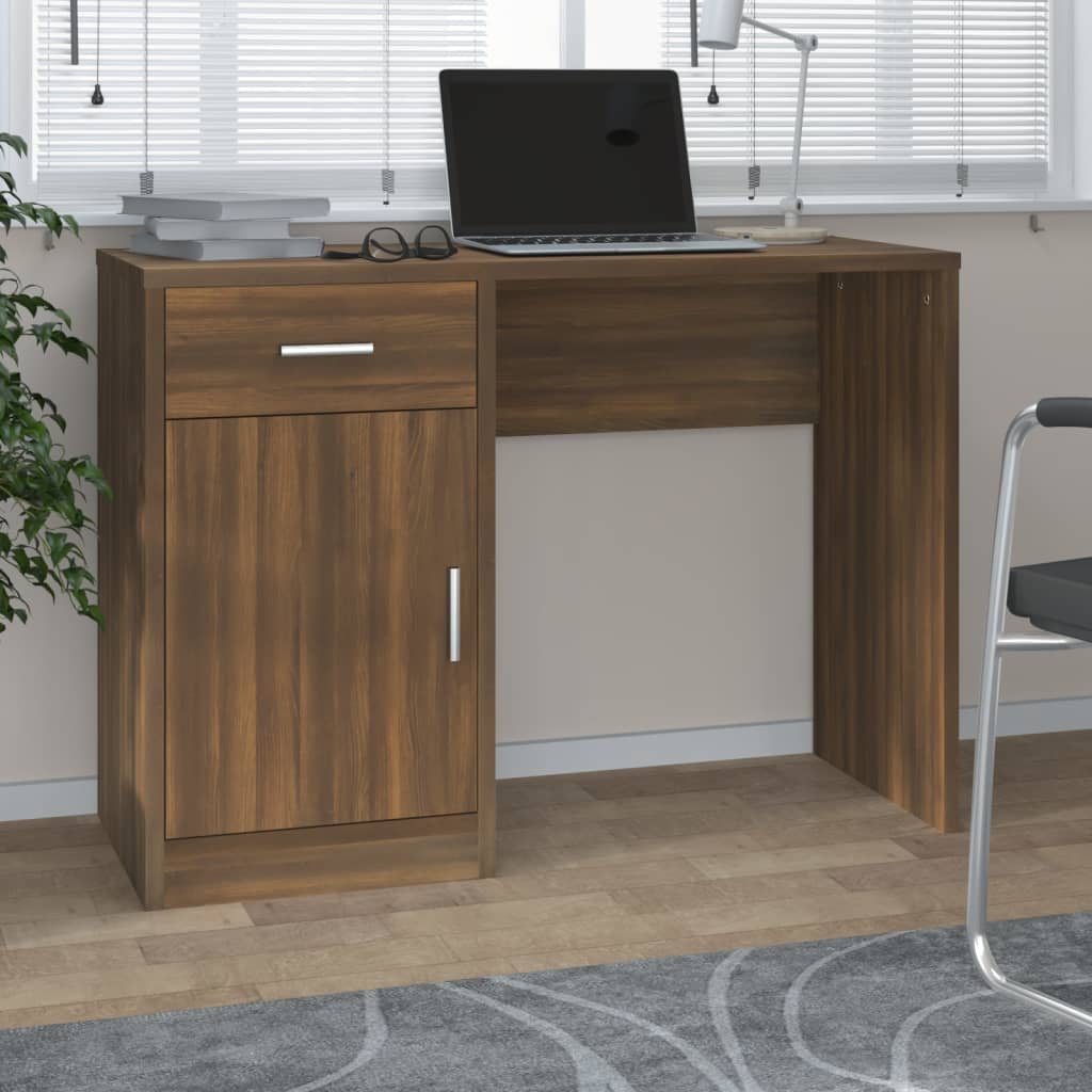 vidaXL Bureau met lade en kastje 100x40x73 cm eiken