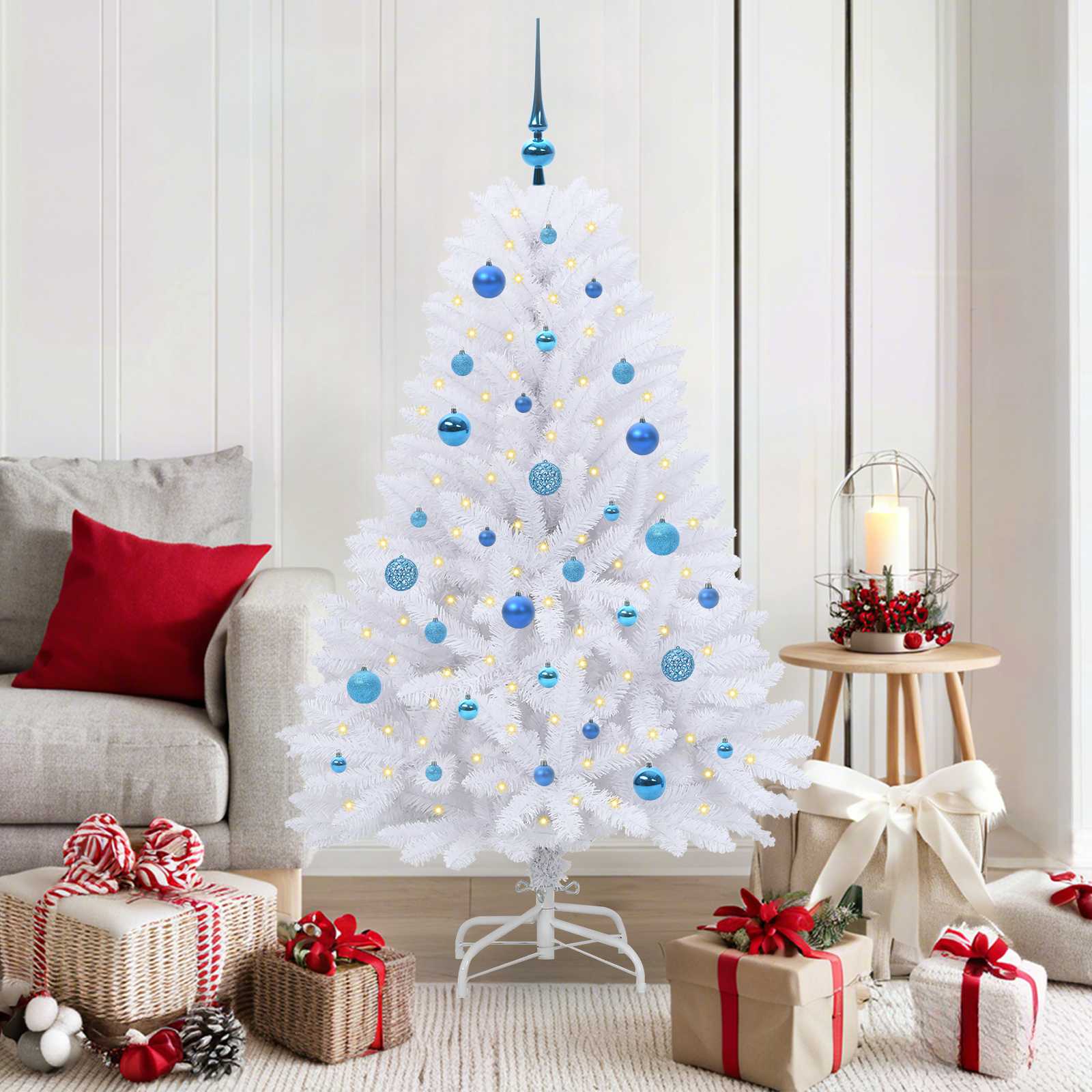 vidaXL Kunstmatige Inklapbare Kerstboom Wit 120 cm PVC en Staal