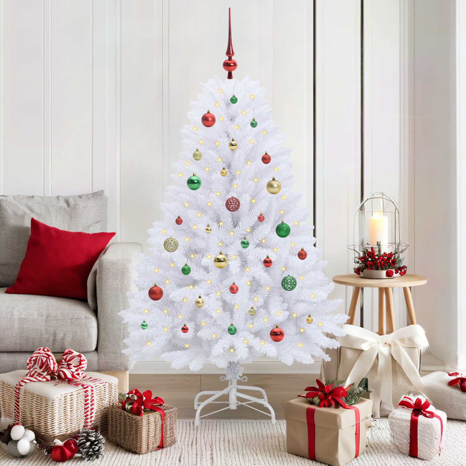 vidaXL Kunstmatige Inklapbare Kerstboom Wit 120 cm PVC en Staal