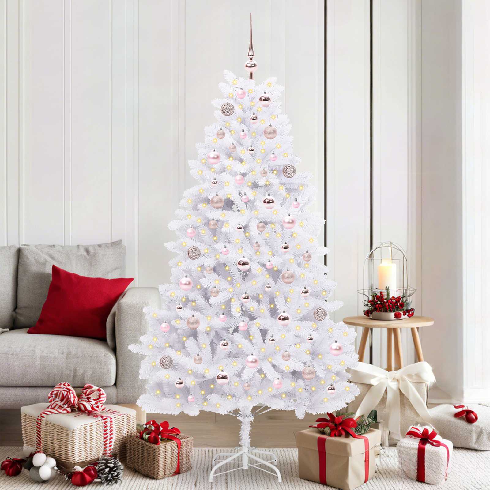 vidaXL Kunstmatige Inklapbare Kerstboom Wit 180 cm PVC en staal