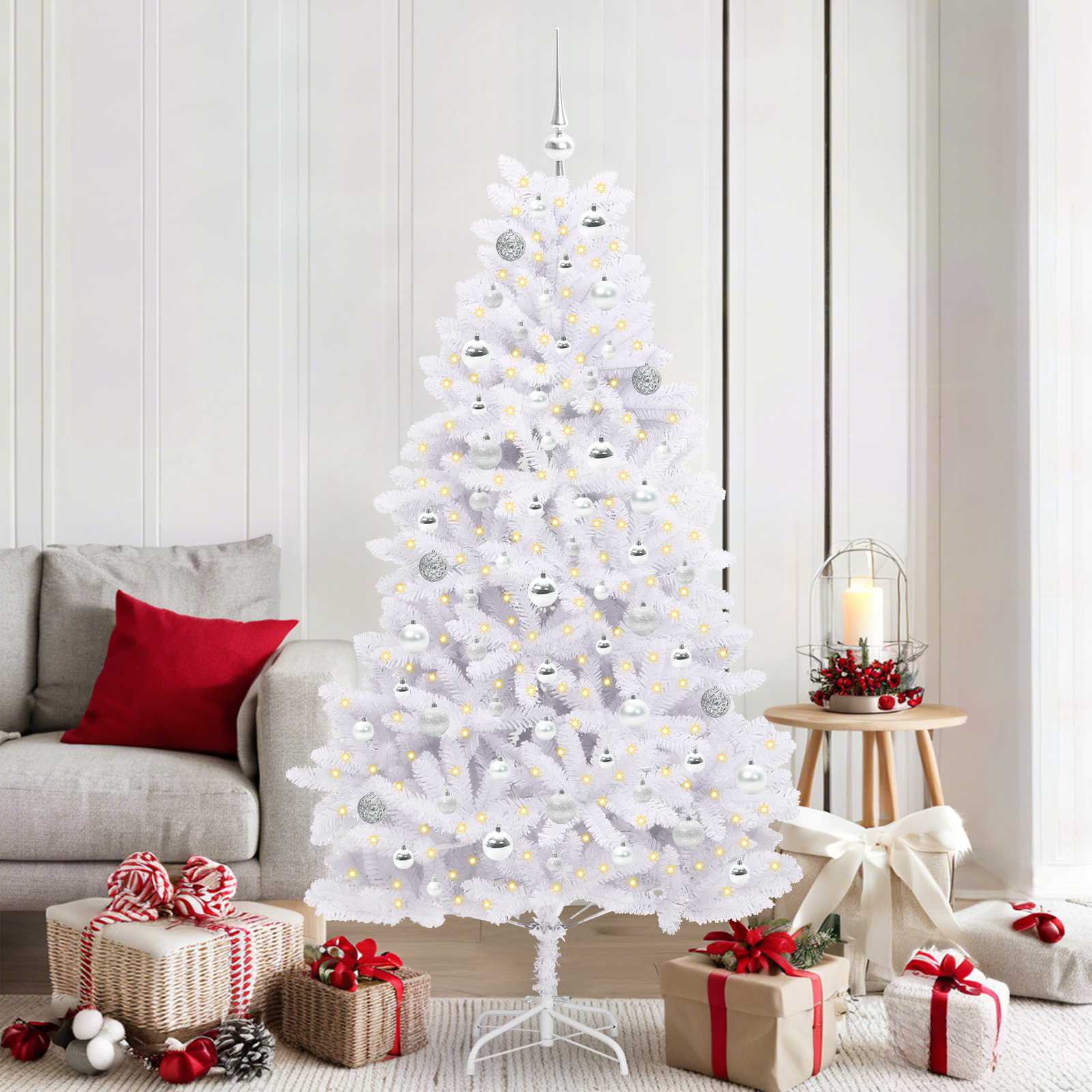 vidaXL Kunstmatige Inklapbare Kerstboom Wit 180 cm PVC en staal