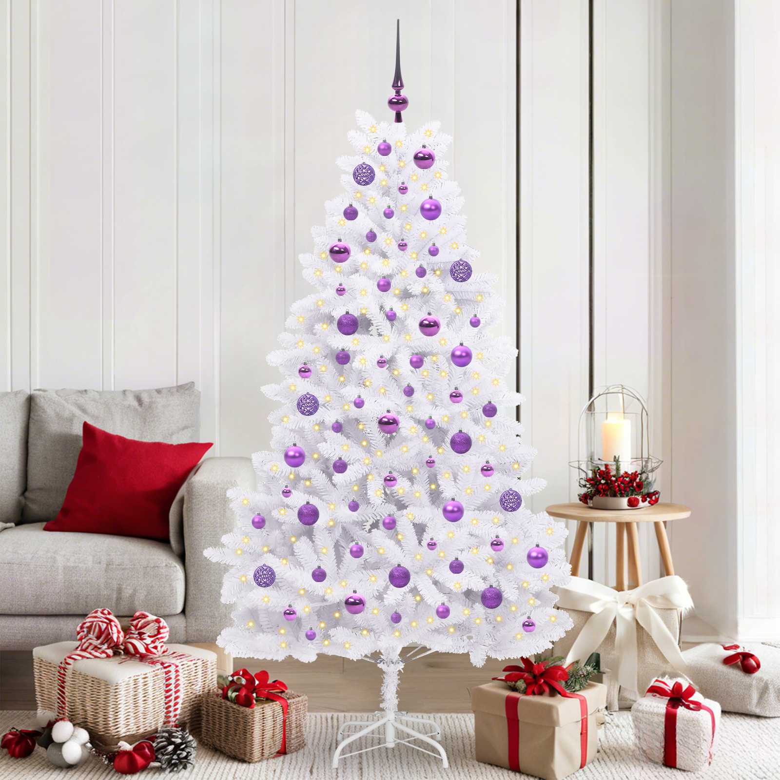 vidaXL Kunstmatige Inklapbare Kerstboom Wit 180 cm PVC en staal