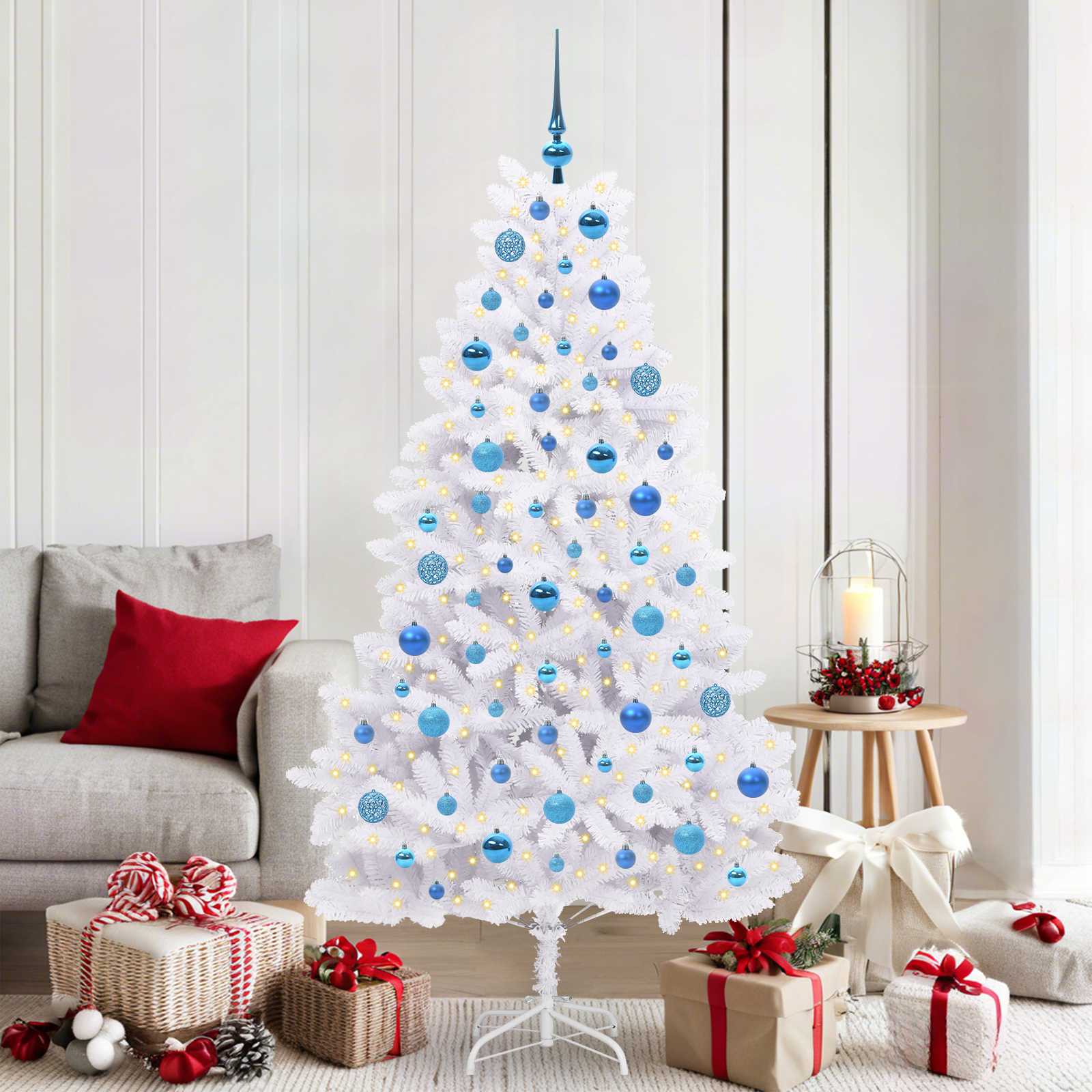 vidaXL Kunstmatige Inklapbare Kerstboom Wit 180 cm PVC en staal