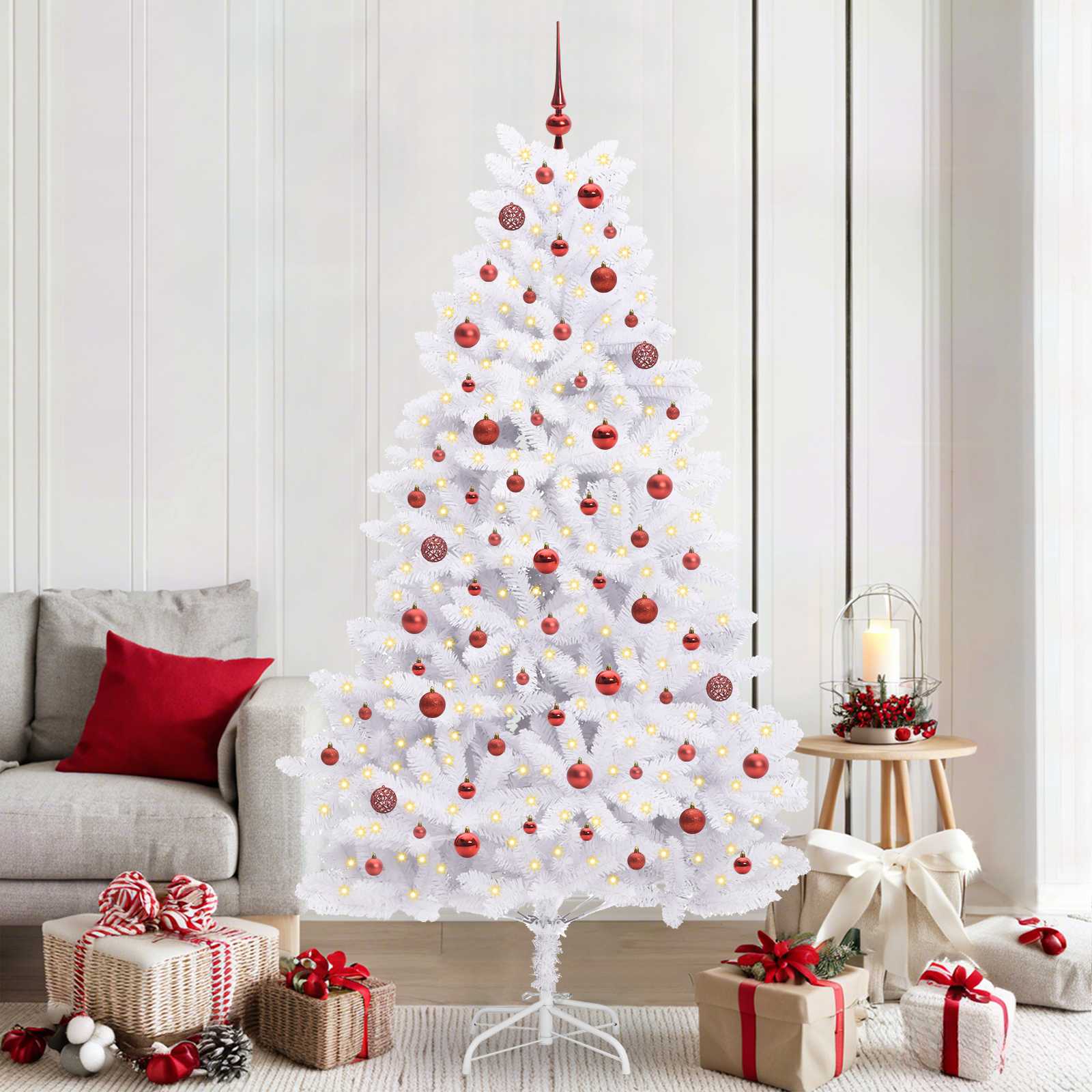 vidaXL Kunstmatige Inklapbare Kerstboom Wit 180 cm PVC en staal