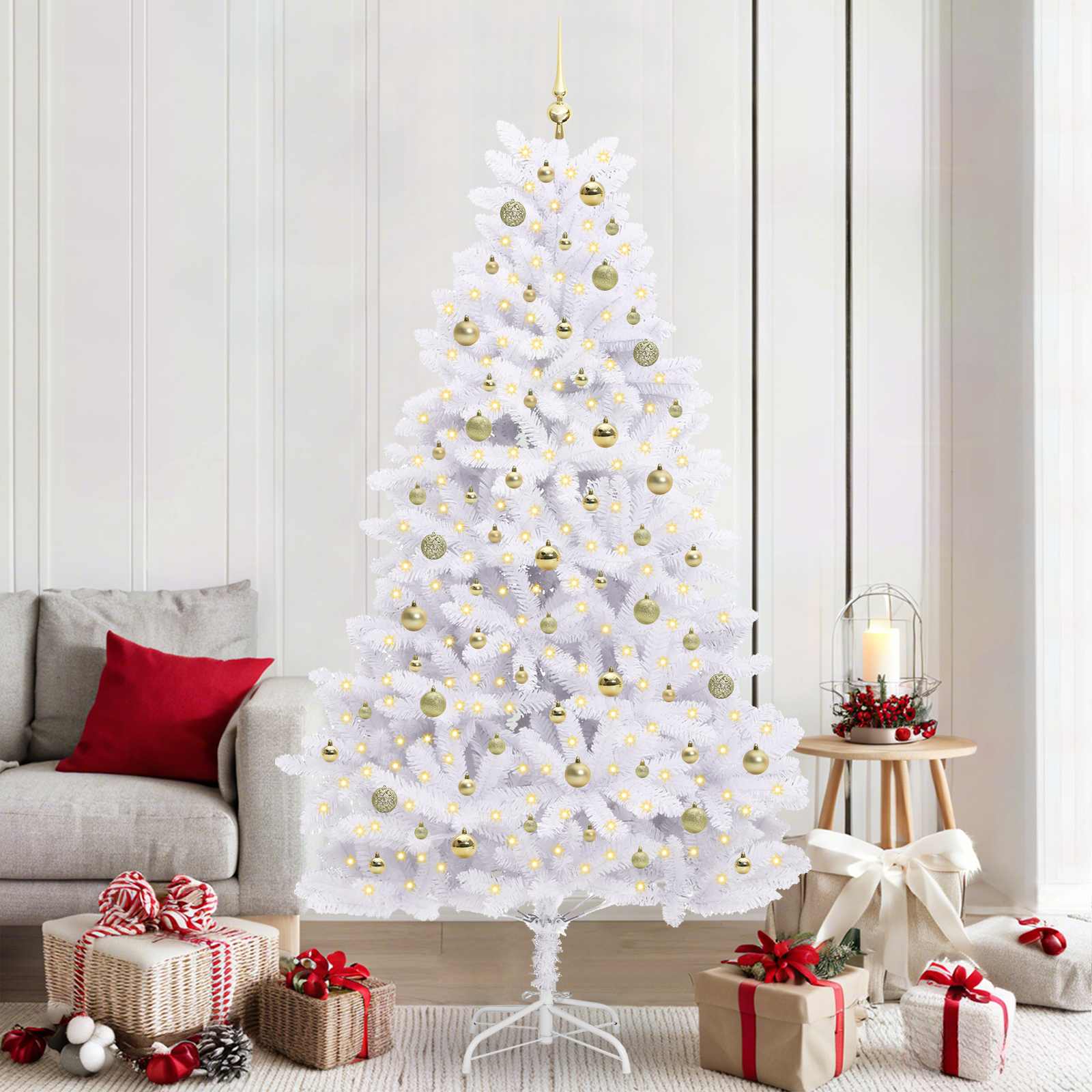 vidaXL Kunstmatige Inklapbare Kerstboom Wit 180 cm PVC en staal