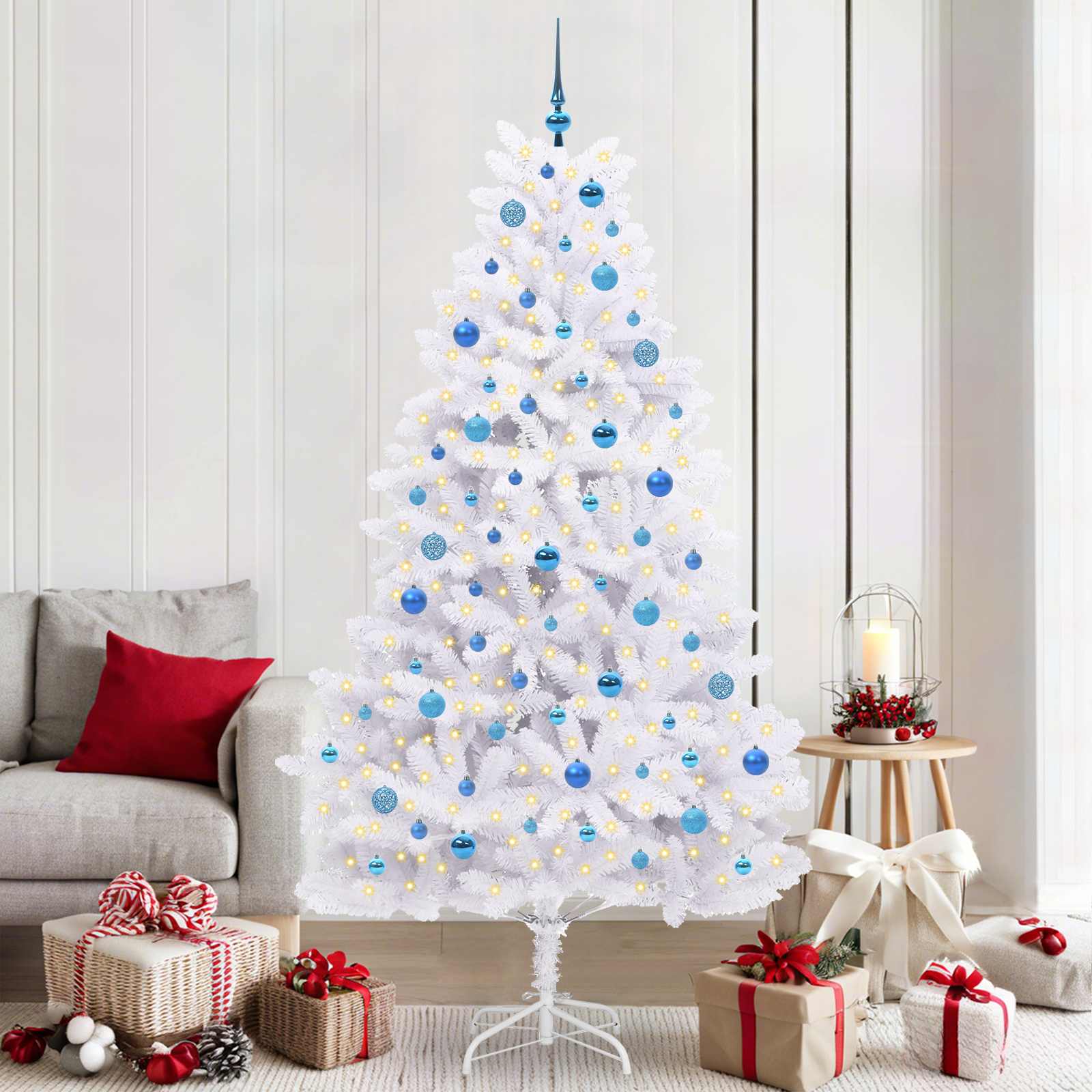 vidaXL Kunstmatige Inklapbare Kerstboom Wit 180 cm PVC en staal