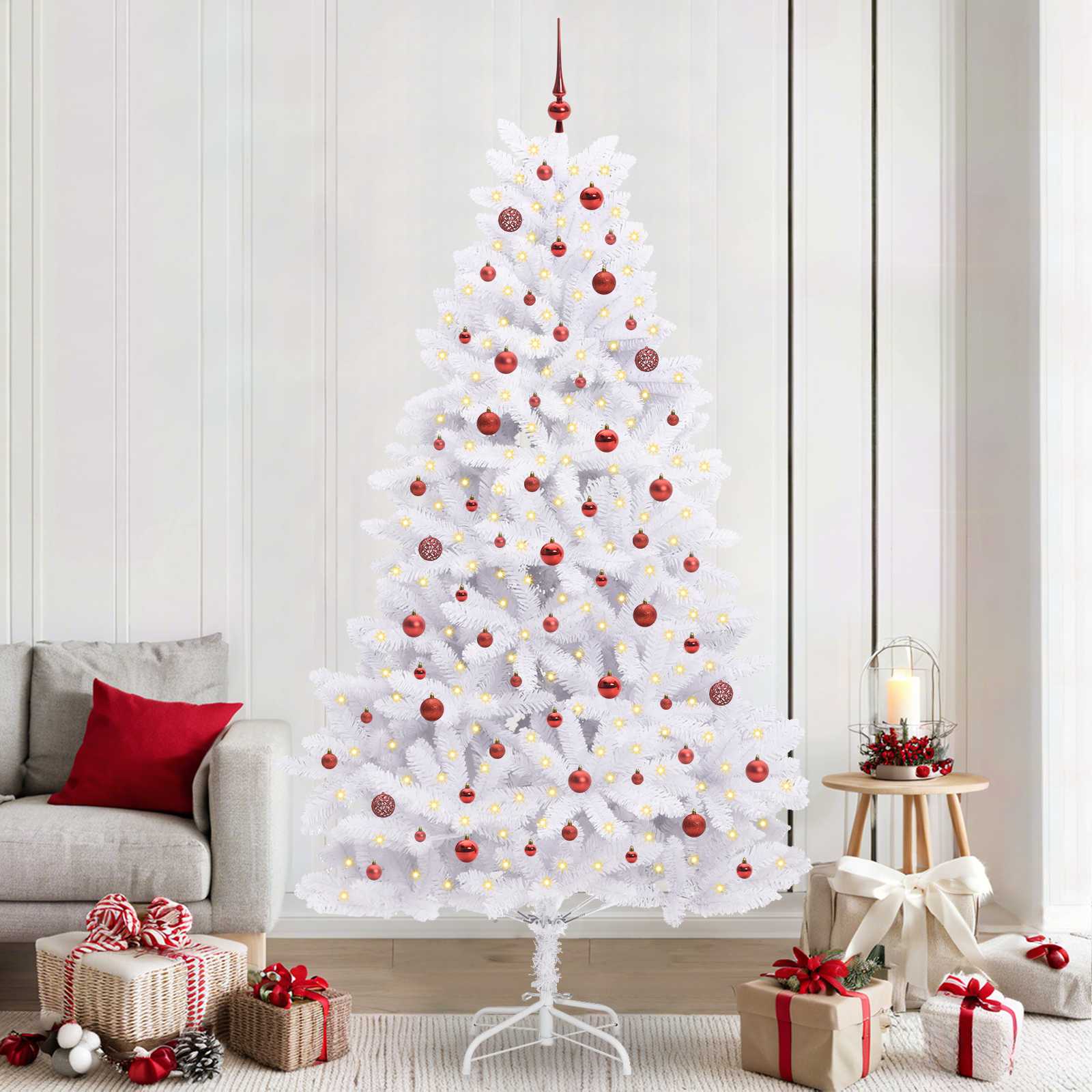 vidaXL Kunstmatige Inklapbare Kerstboom Wit 180 cm PVC en staal