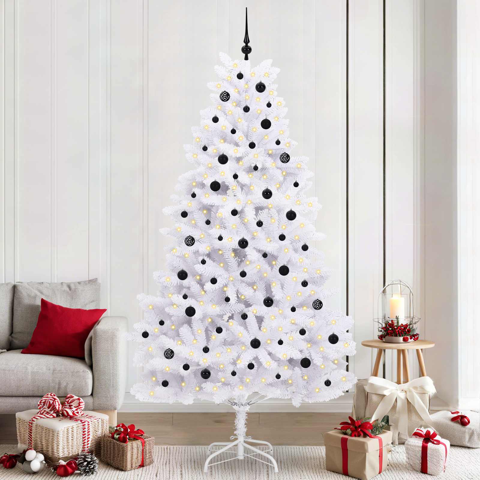 vidaXL Kunstmatige Inklapbare Kerstboom Wit 180 cm PVC en staal